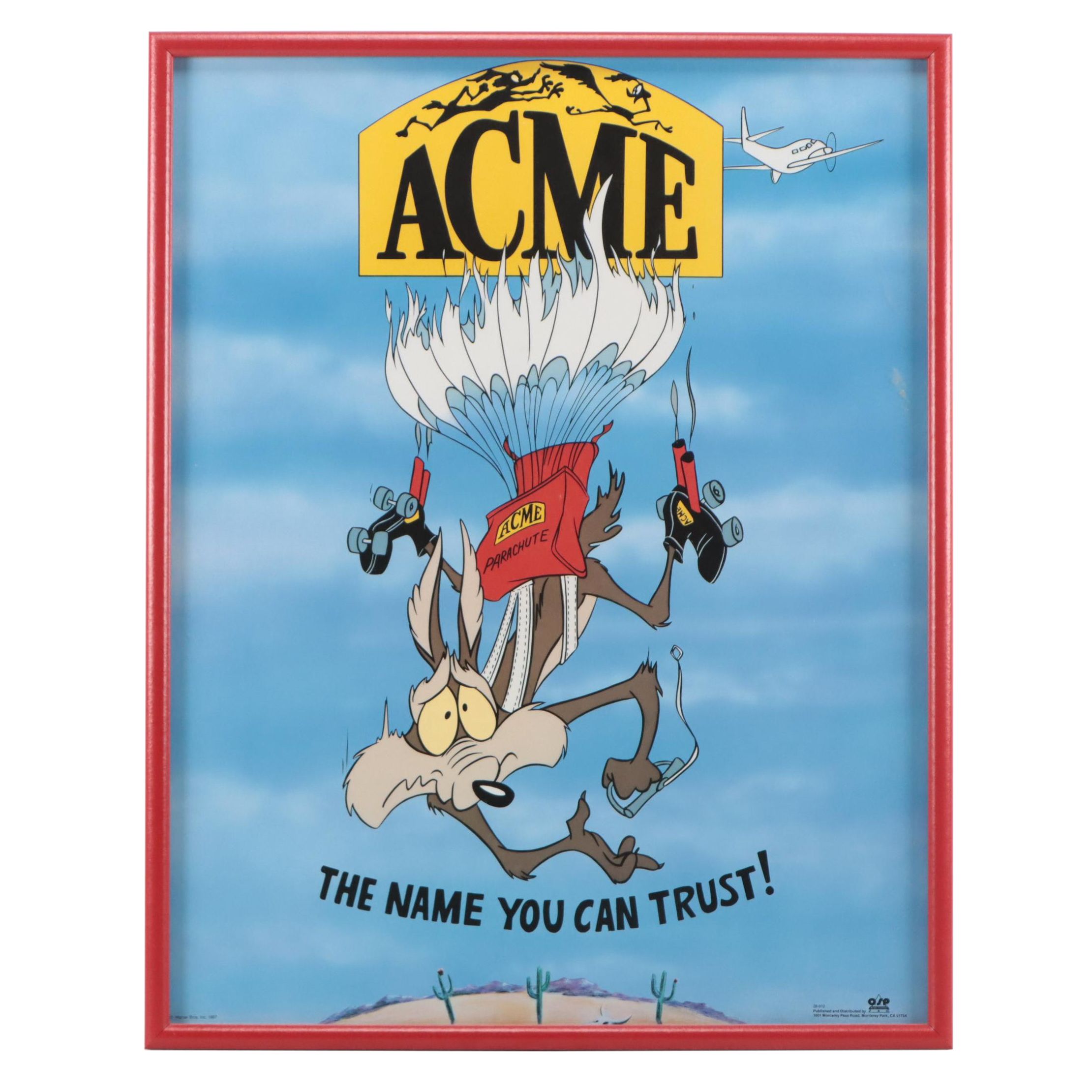 Warner Brothers Wile E. Coyote and Acme Parachutes Poster Print