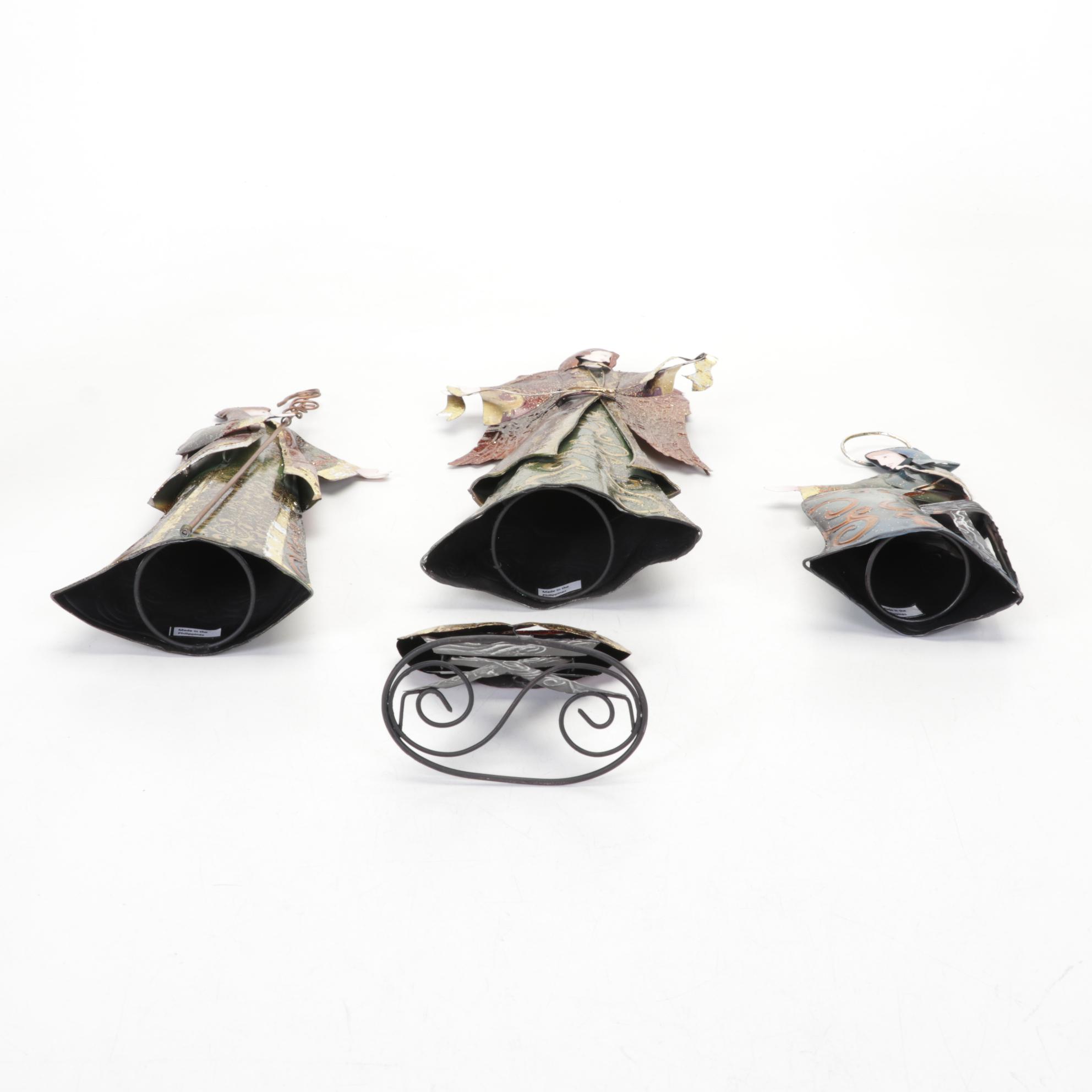 Philippine Handcrafted Tin Nativity Figures with Angel Tree Topper