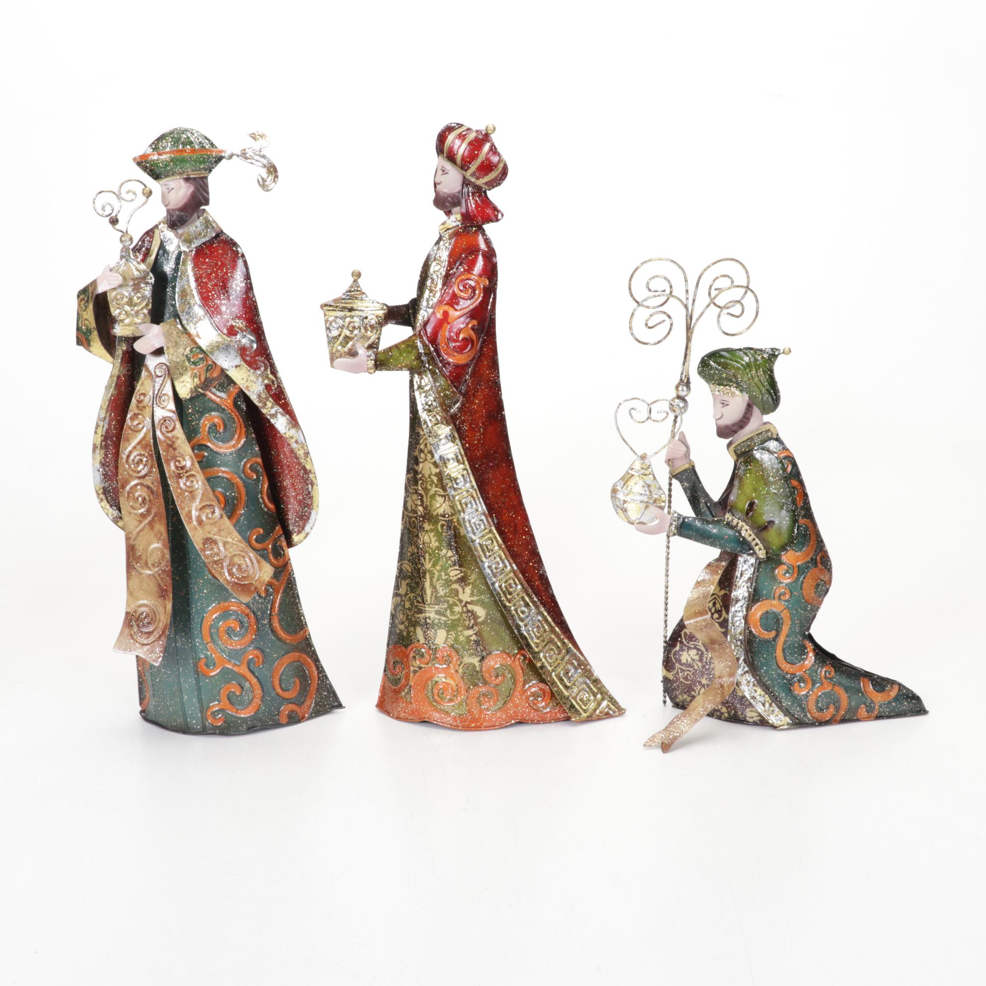 Philippine Handcrafted Tin Nativity Figures with Angel Tree Topper