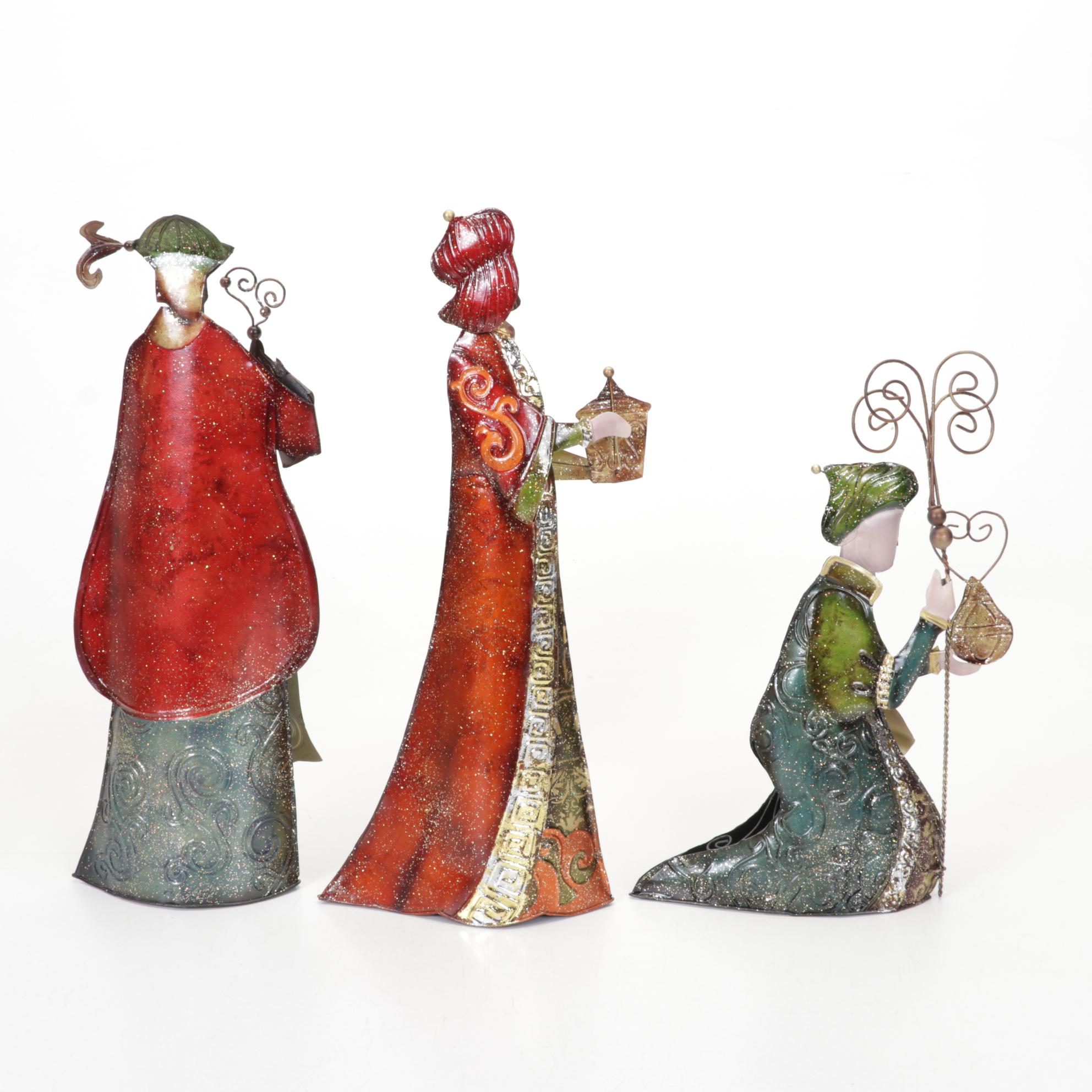 Philippine Handcrafted Tin Nativity Figures with Angel Tree Topper