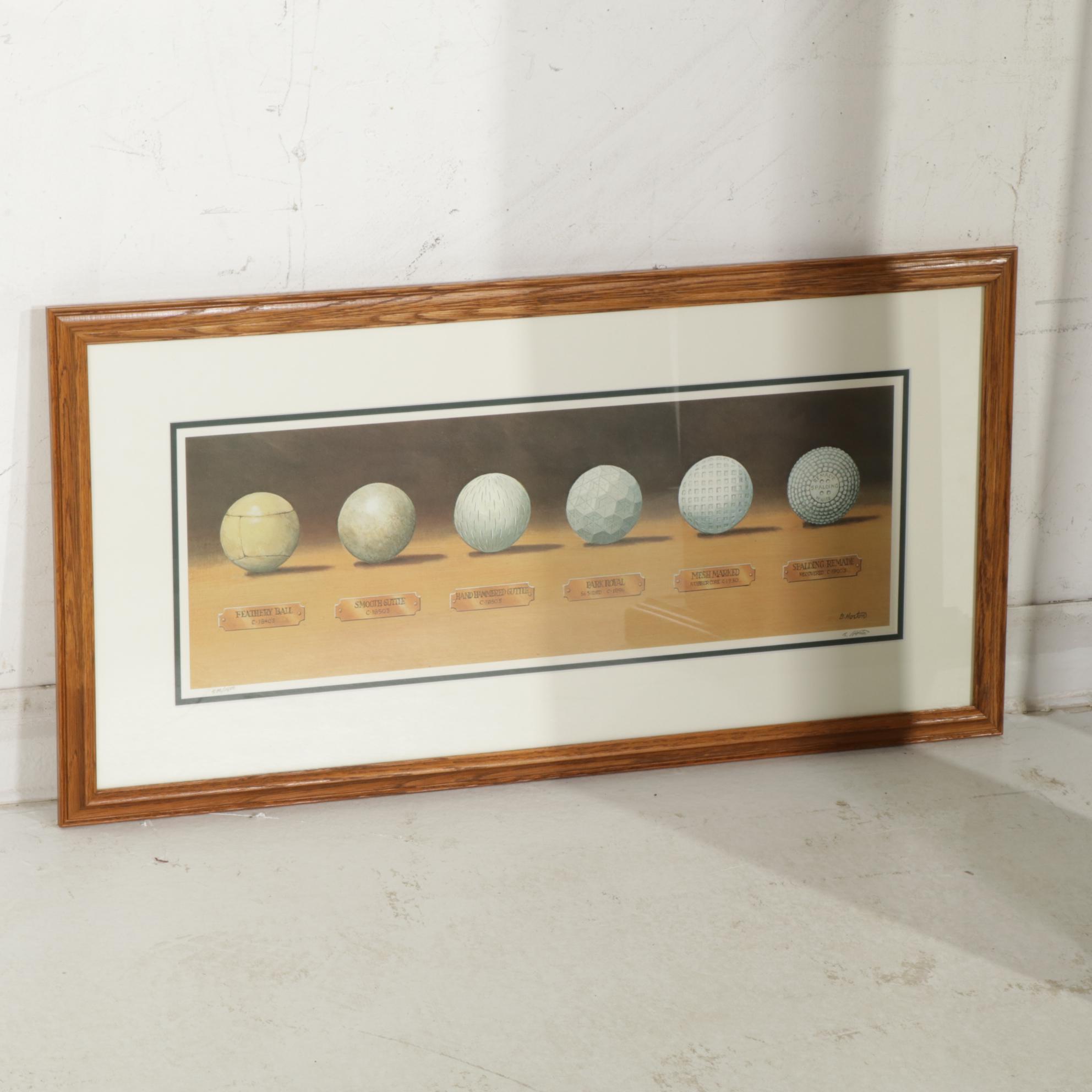 Golf Novelty Floor Lamp With Shadow Box Golf Collectibles and Print