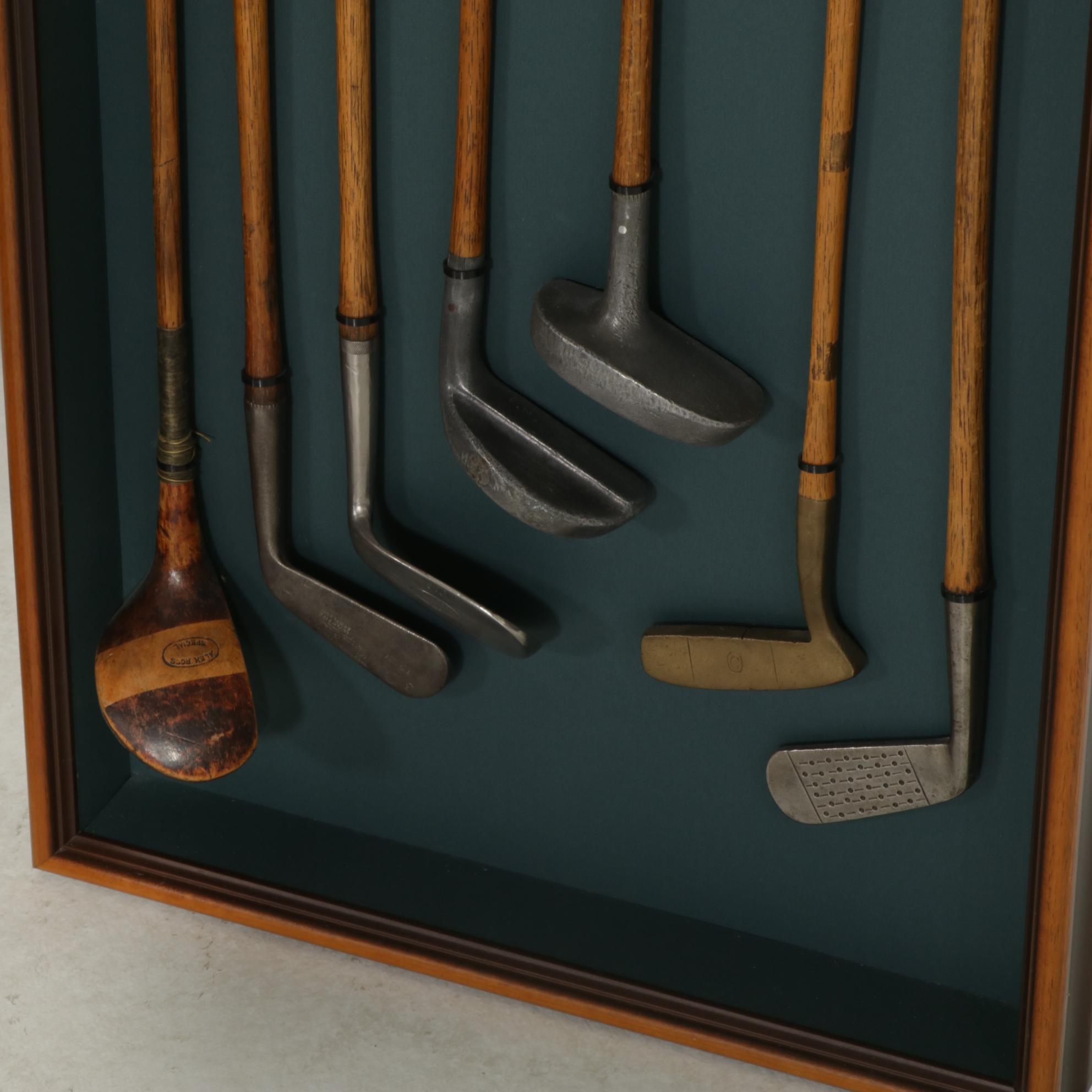 Golf Novelty Floor Lamp With Shadow Box Golf Collectibles and Print