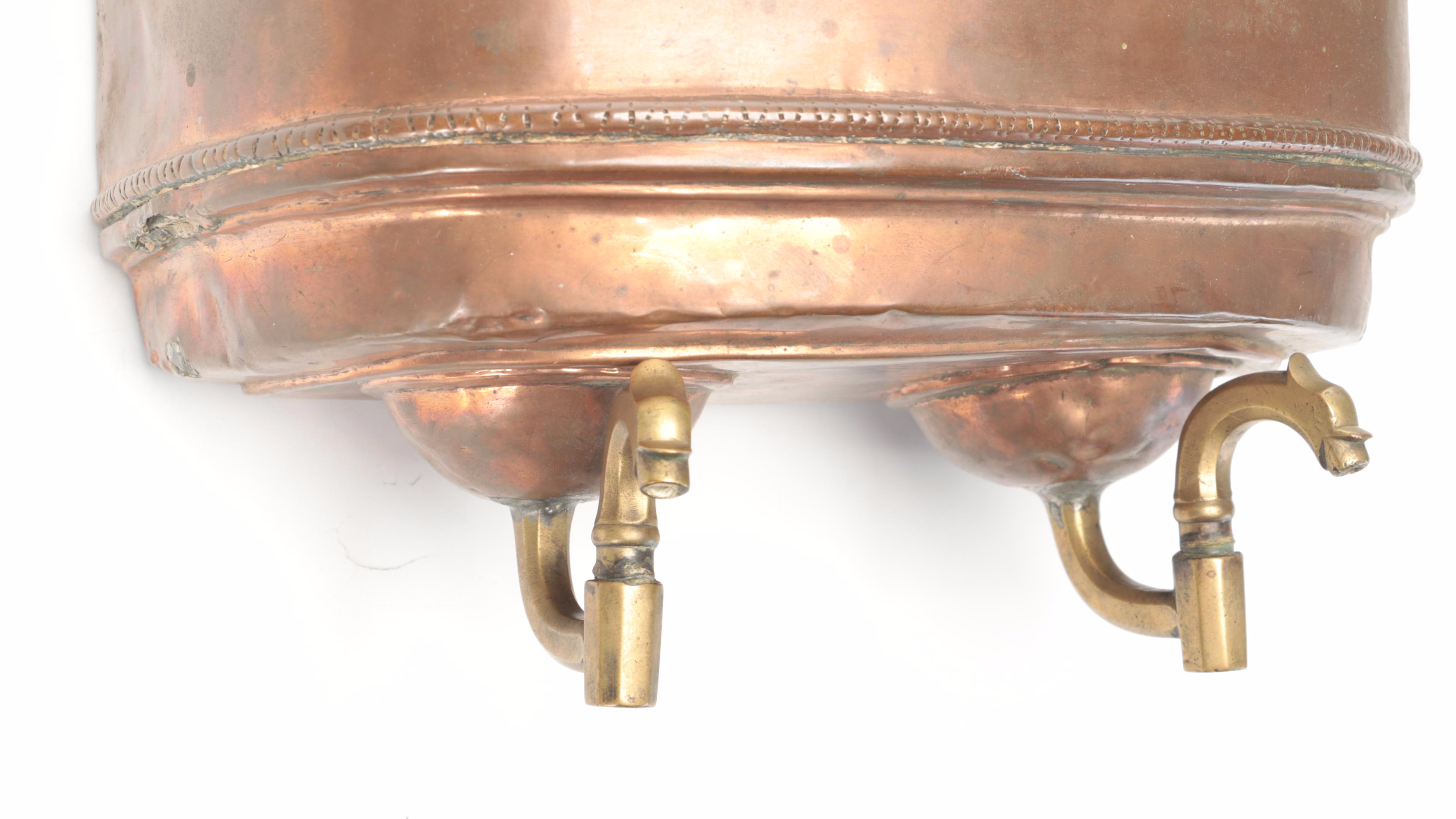 Stamped Copper Lavabo with Brass Spigots, 20th Century