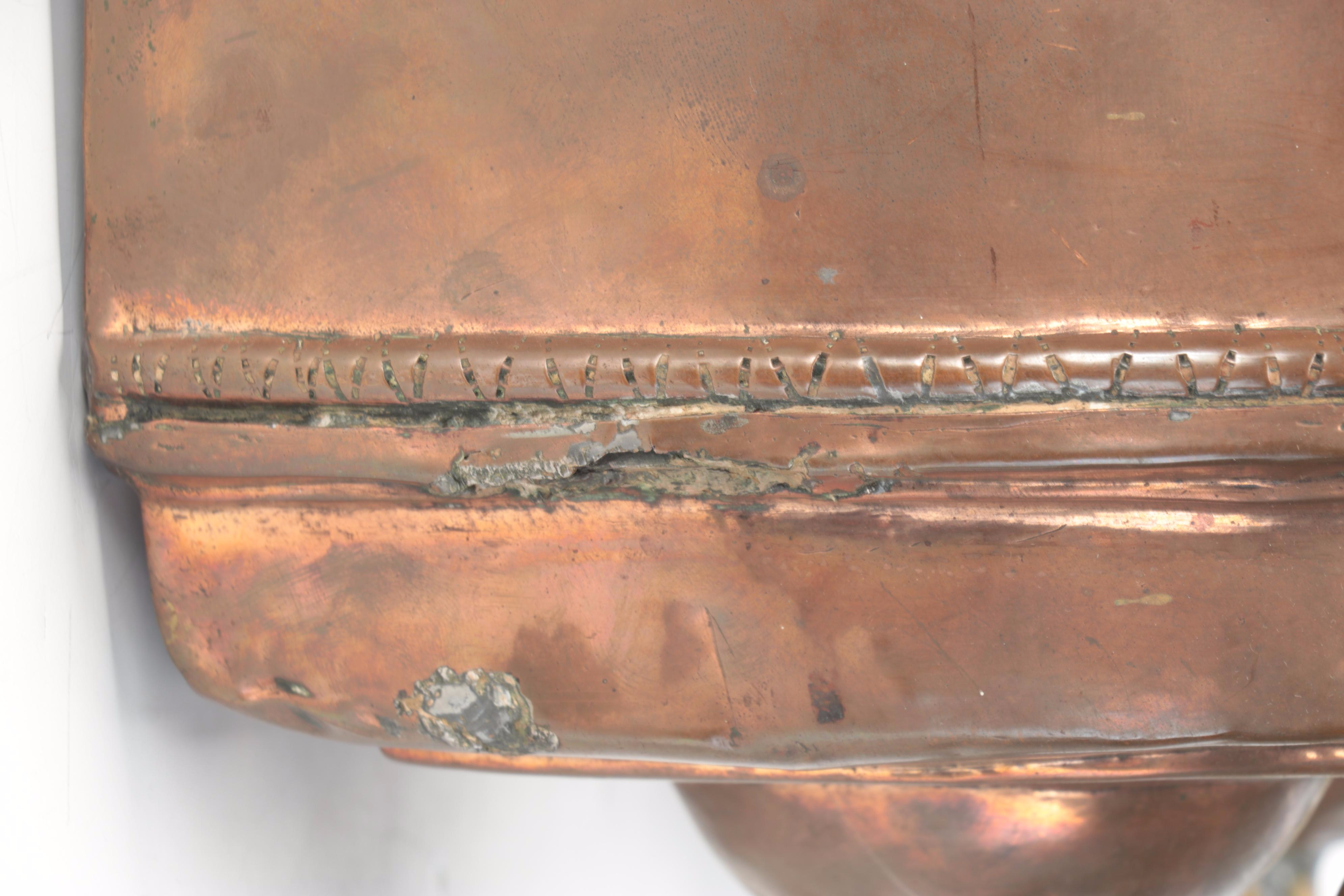 Stamped Copper Lavabo with Brass Spigots, 20th Century