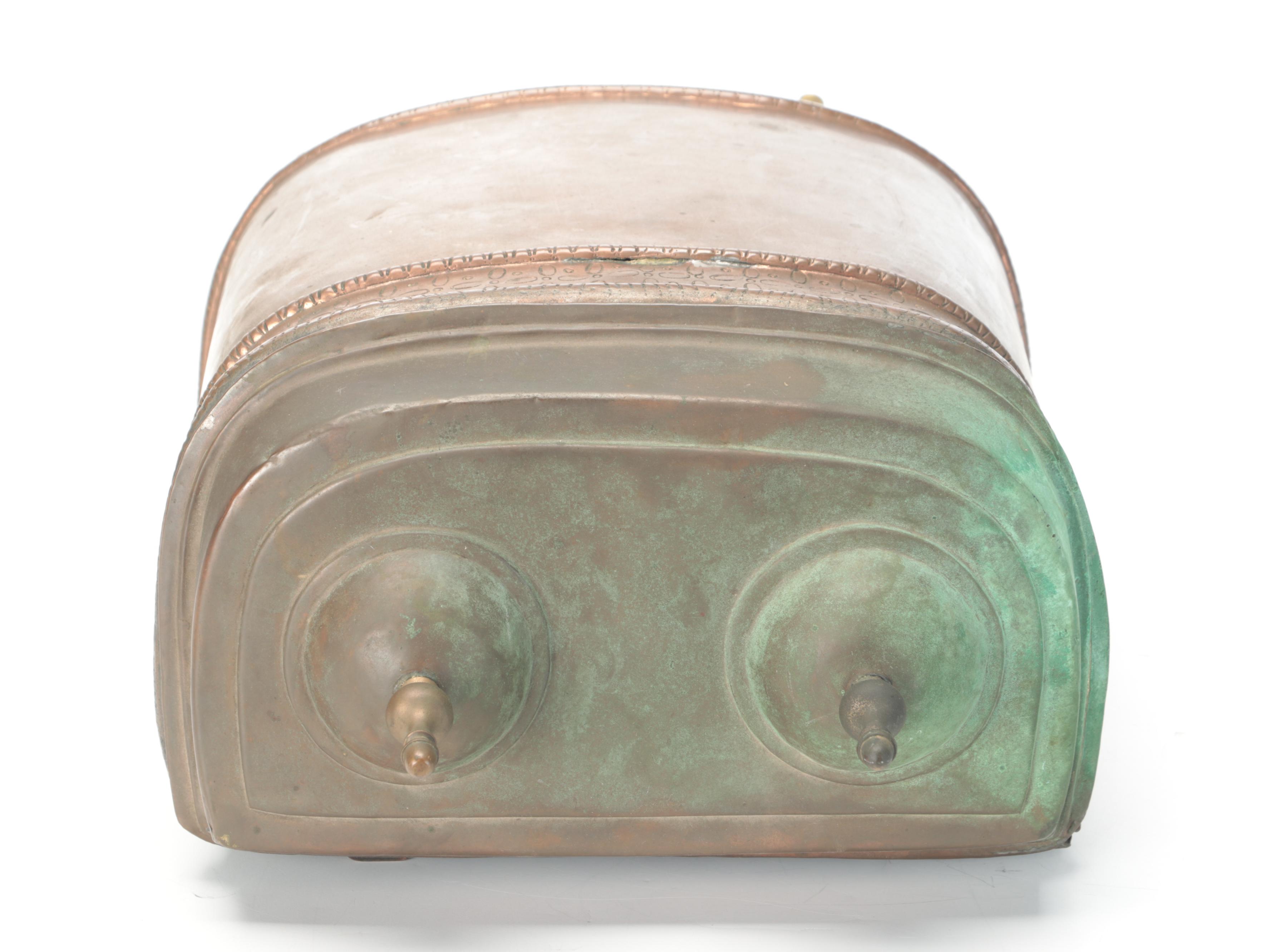 Stamped Copper Lavabo with Brass Spigots, 20th Century