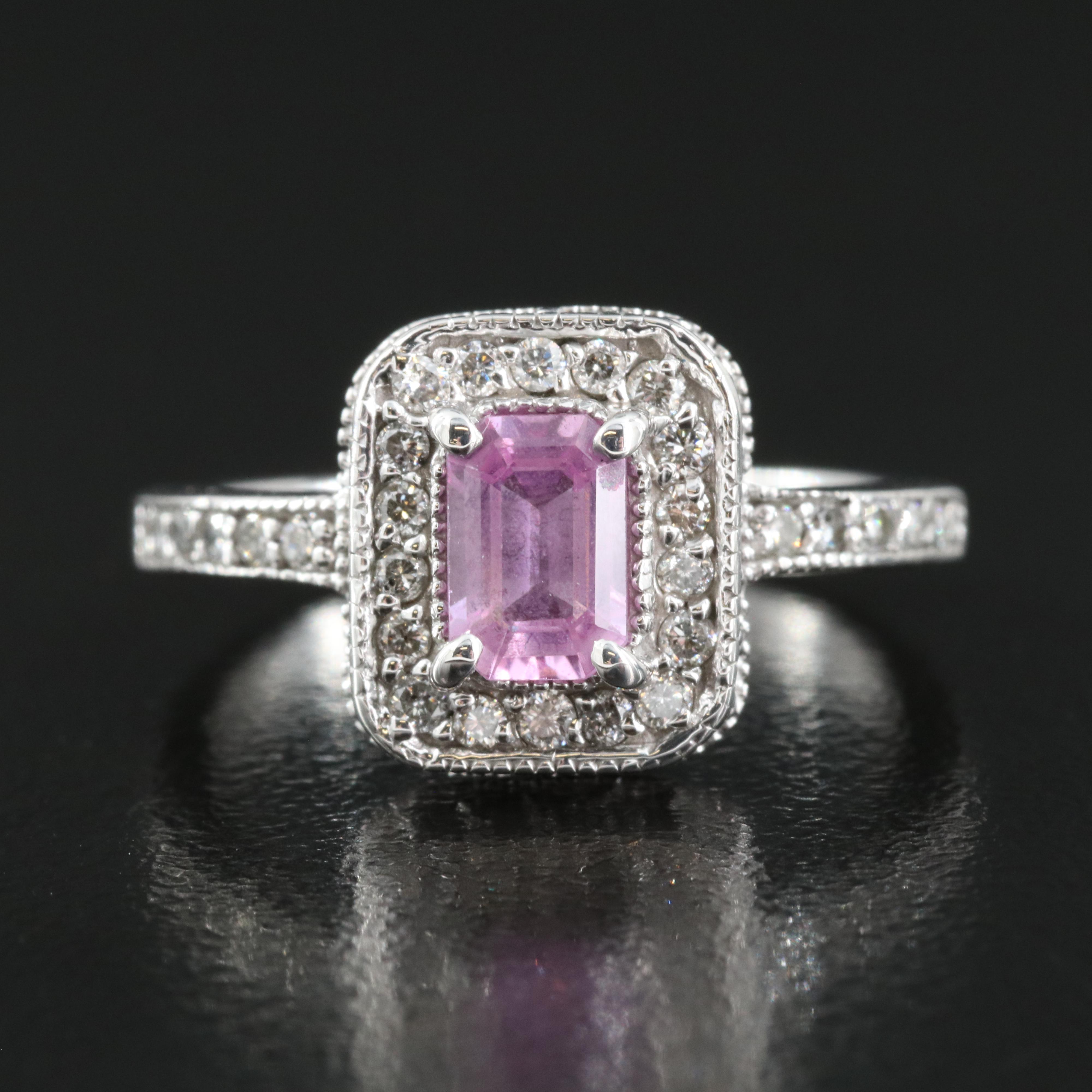 EFFY 14K Sapphire Ring with Diamond Halo