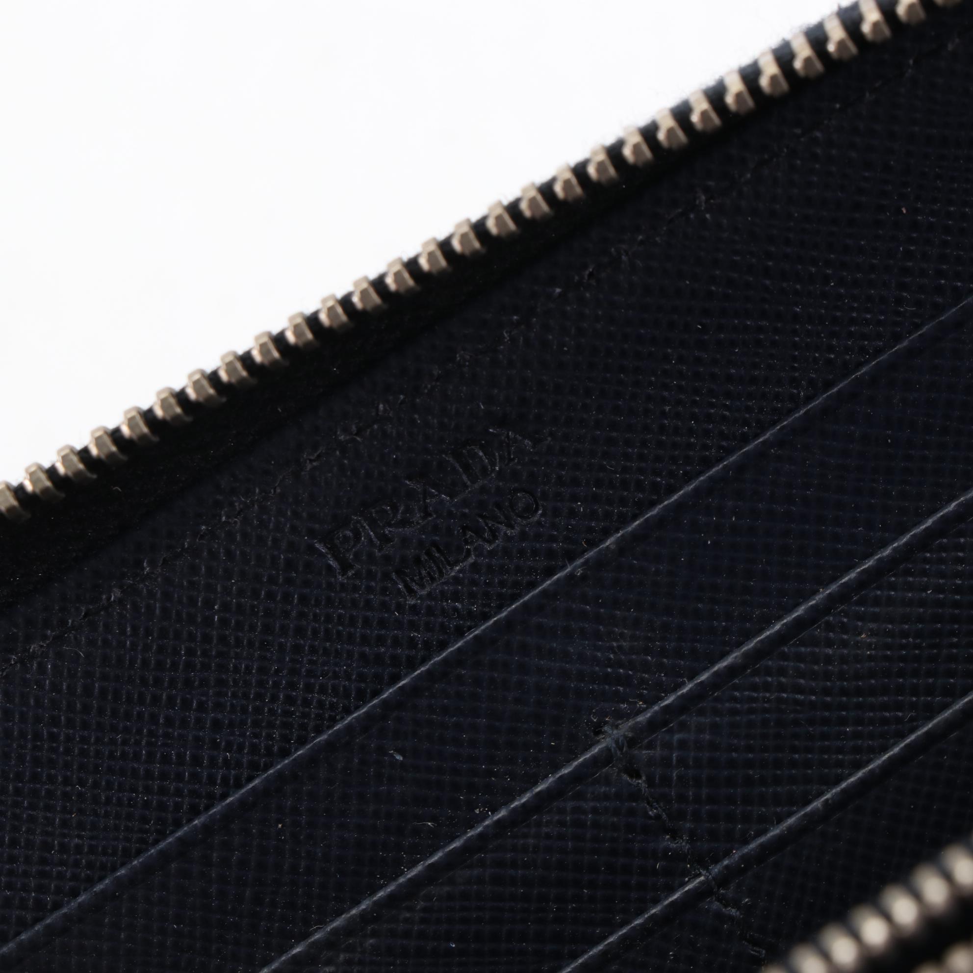 Prada Baltico Saffiano Leather Stripe Zip Around Wallet