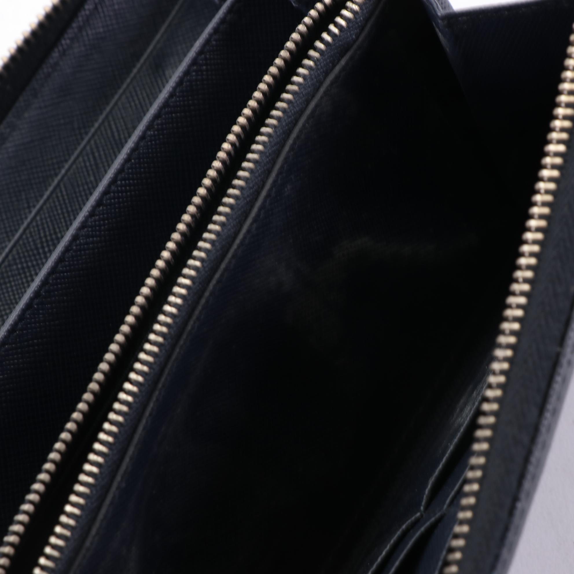 Prada Baltico Saffiano Leather Stripe Zip Around Wallet