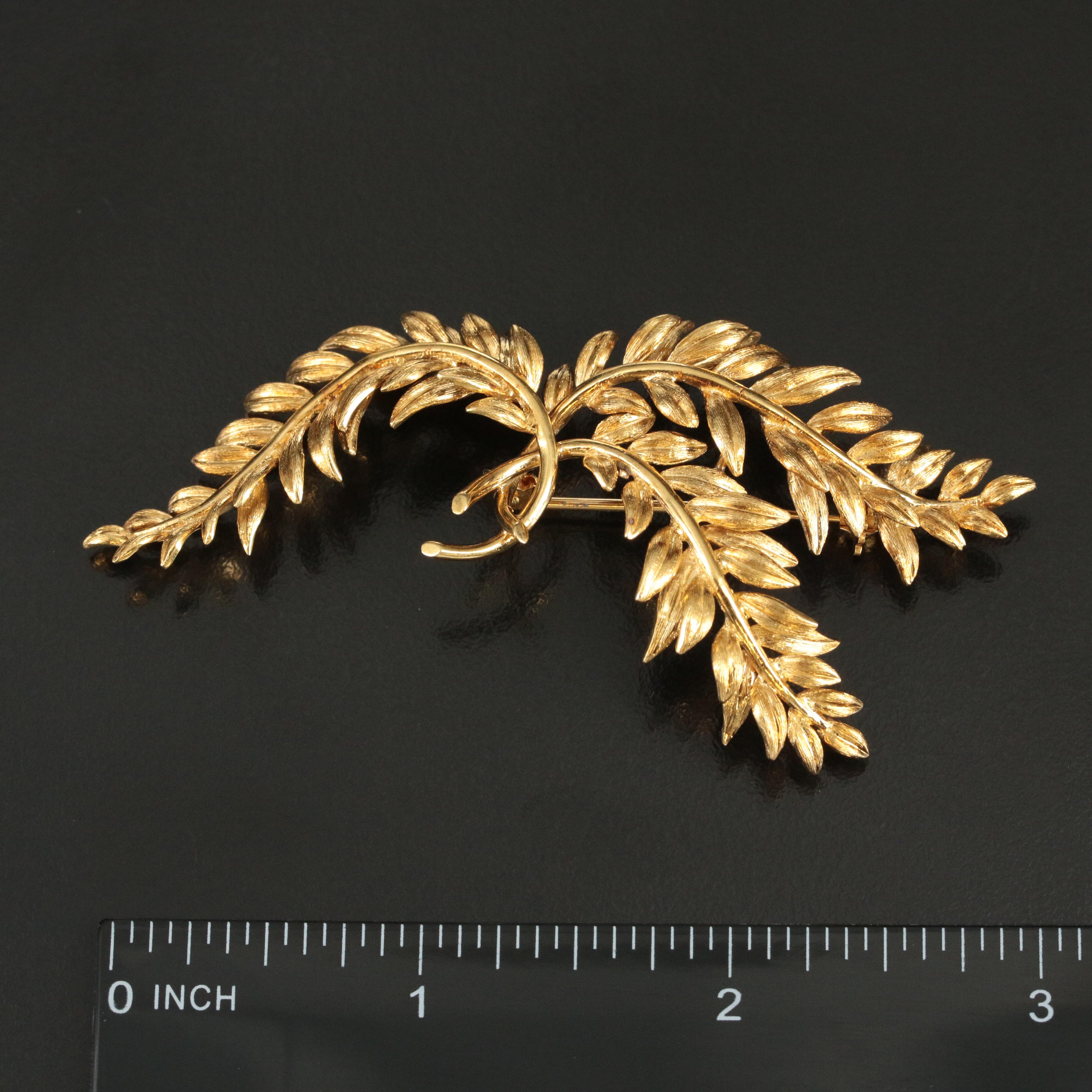 Vintage Tiffany & Co. 18K Triple Leaf Spray Brooch