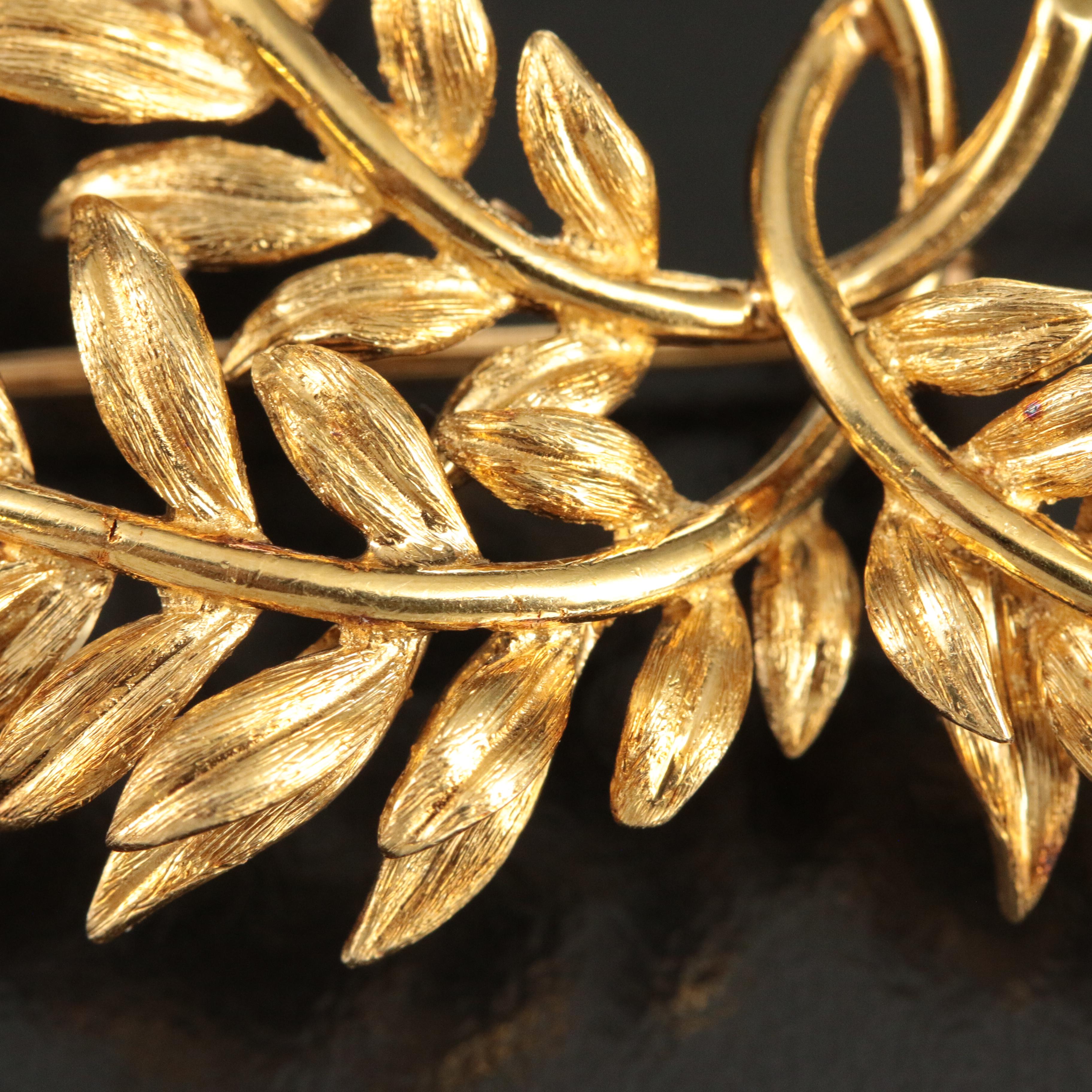 Vintage Tiffany & Co. 18K Triple Leaf Spray Brooch