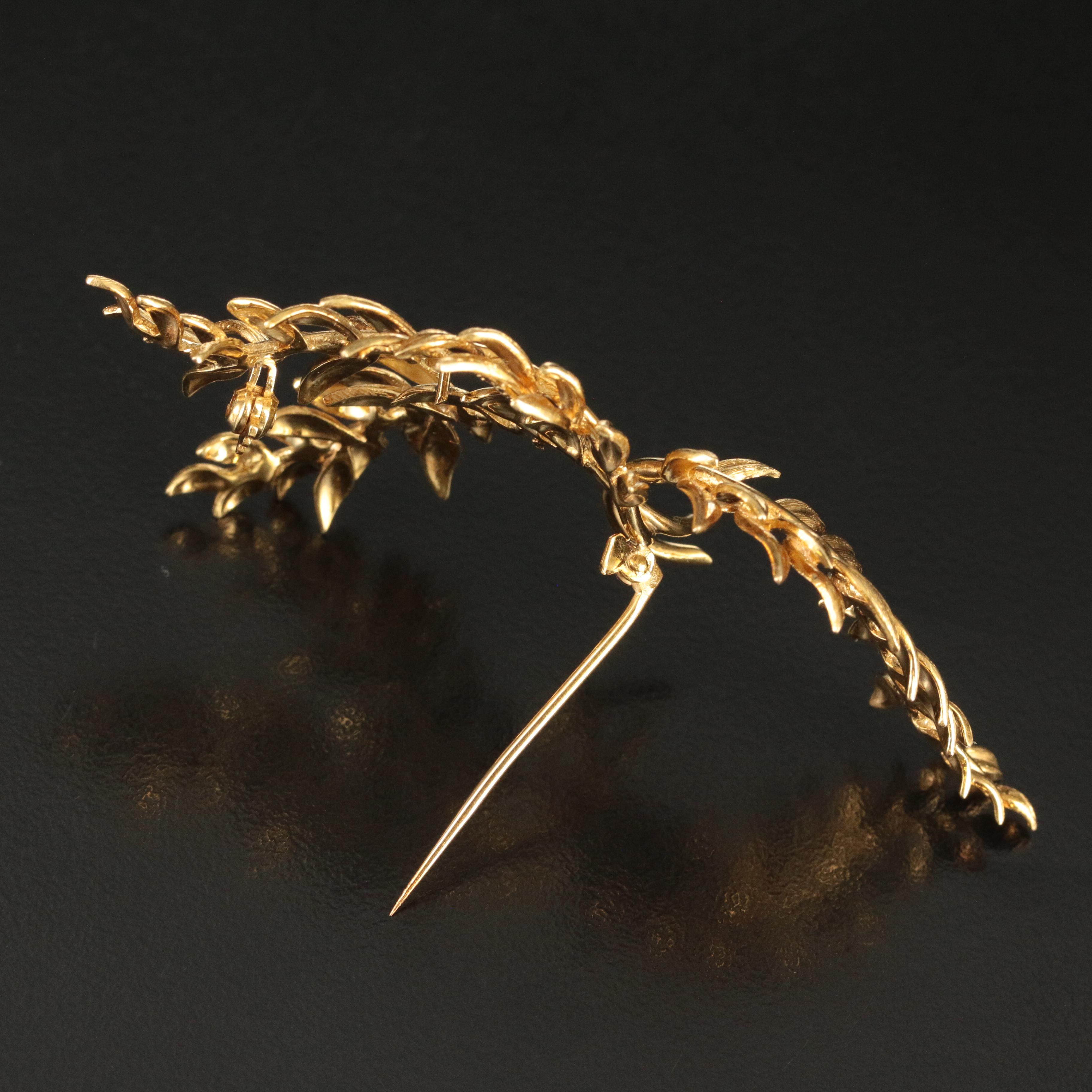 Vintage Tiffany & Co. 18K Triple Leaf Spray Brooch