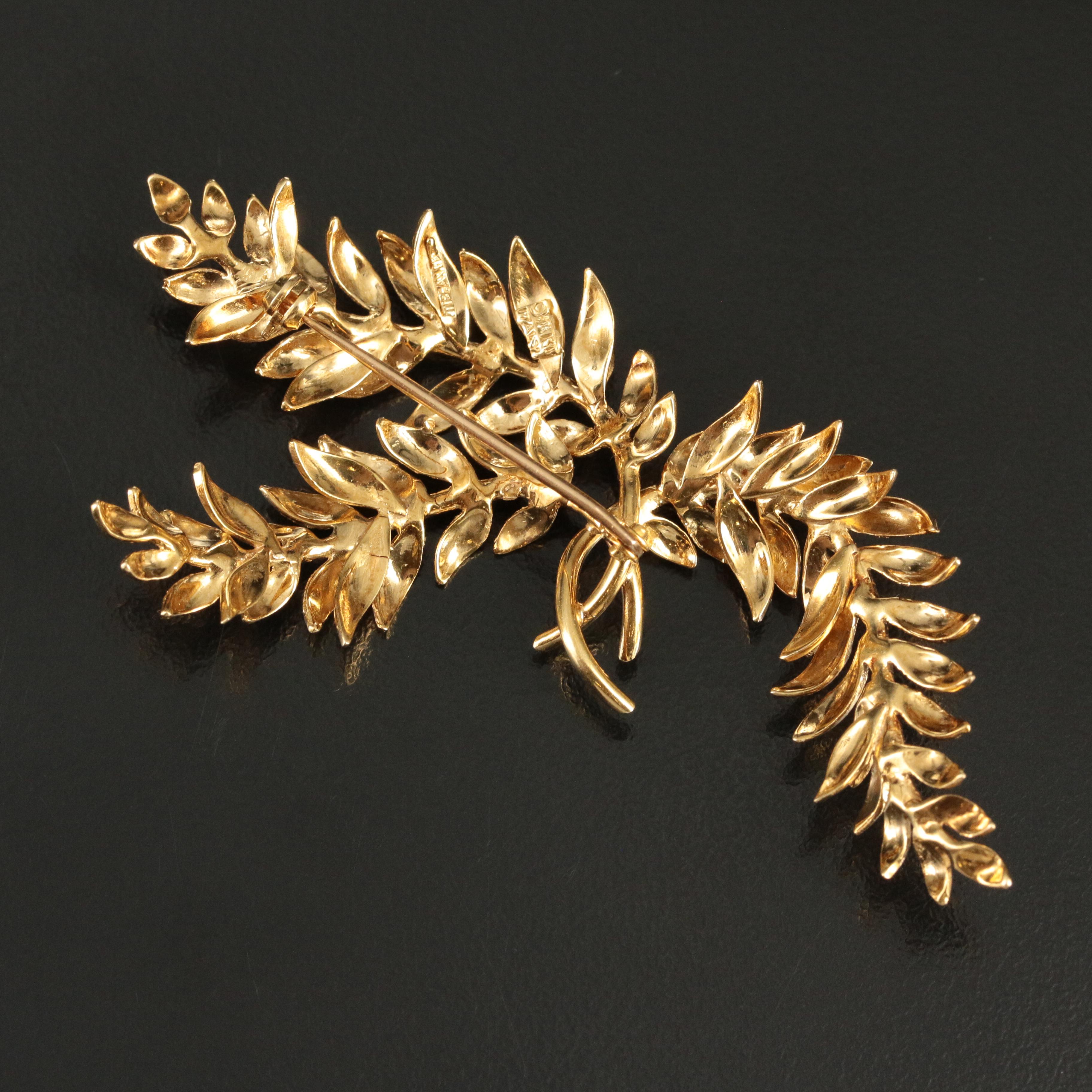 Vintage Tiffany & Co. 18K Triple Leaf Spray Brooch