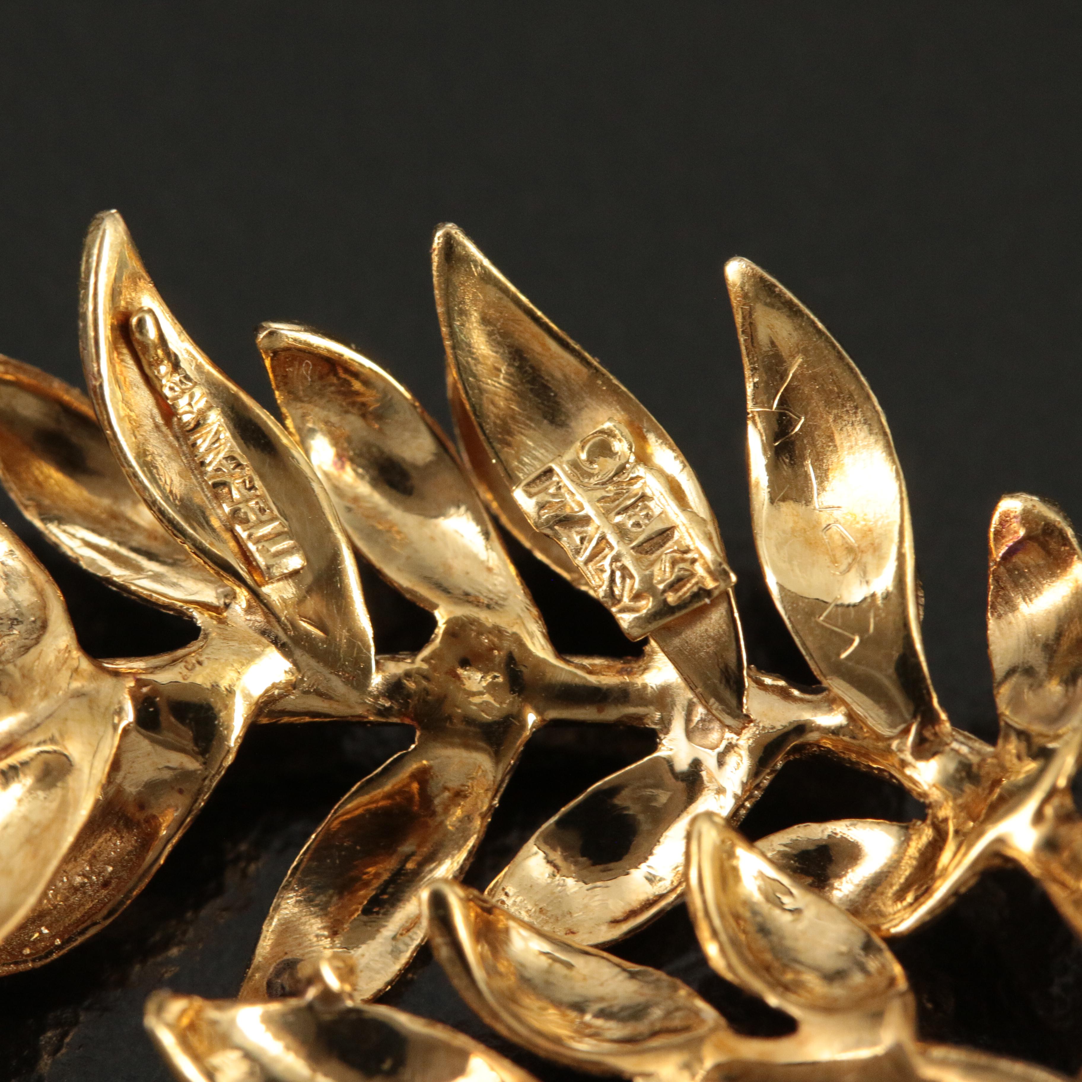 Vintage Tiffany & Co. 18K Triple Leaf Spray Brooch