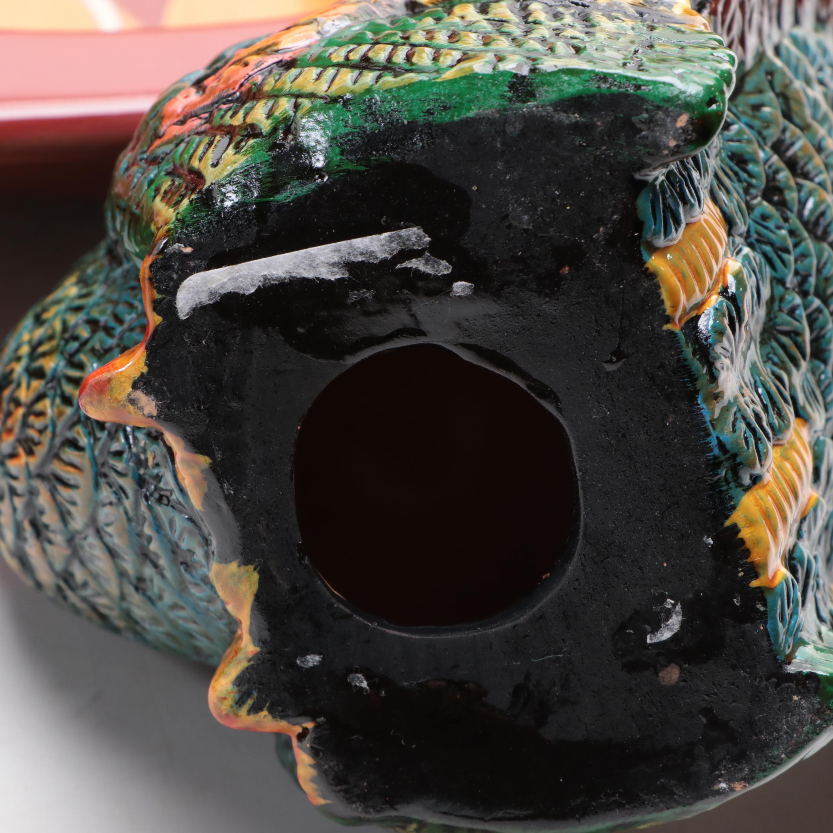 Wooden Turkeys, Ceramic Serving Dish with Other Thanksgiving Table Décor