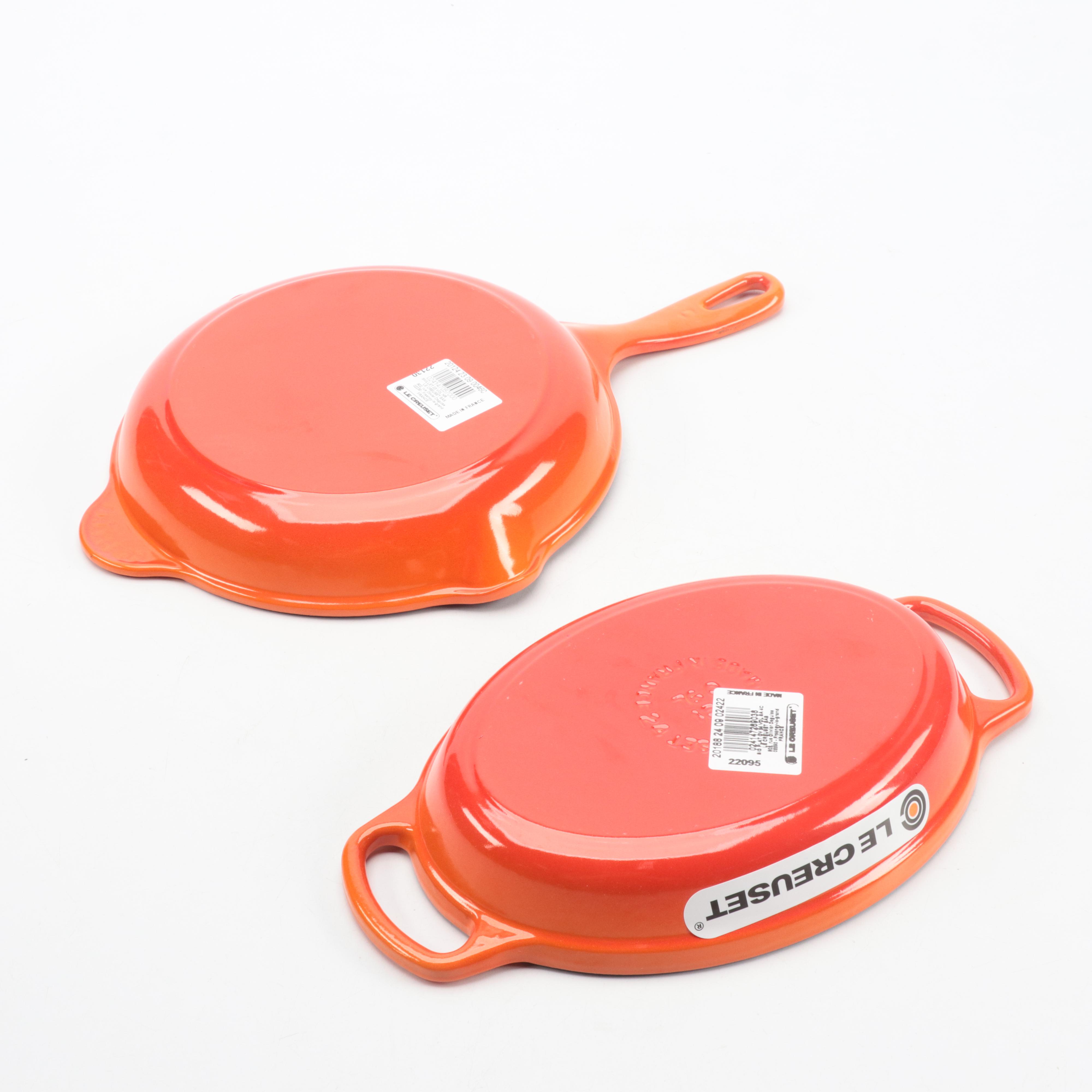 Le Creuset Flame Enameled Cast Iron Signature Oval Baker and 9" Round Skillet