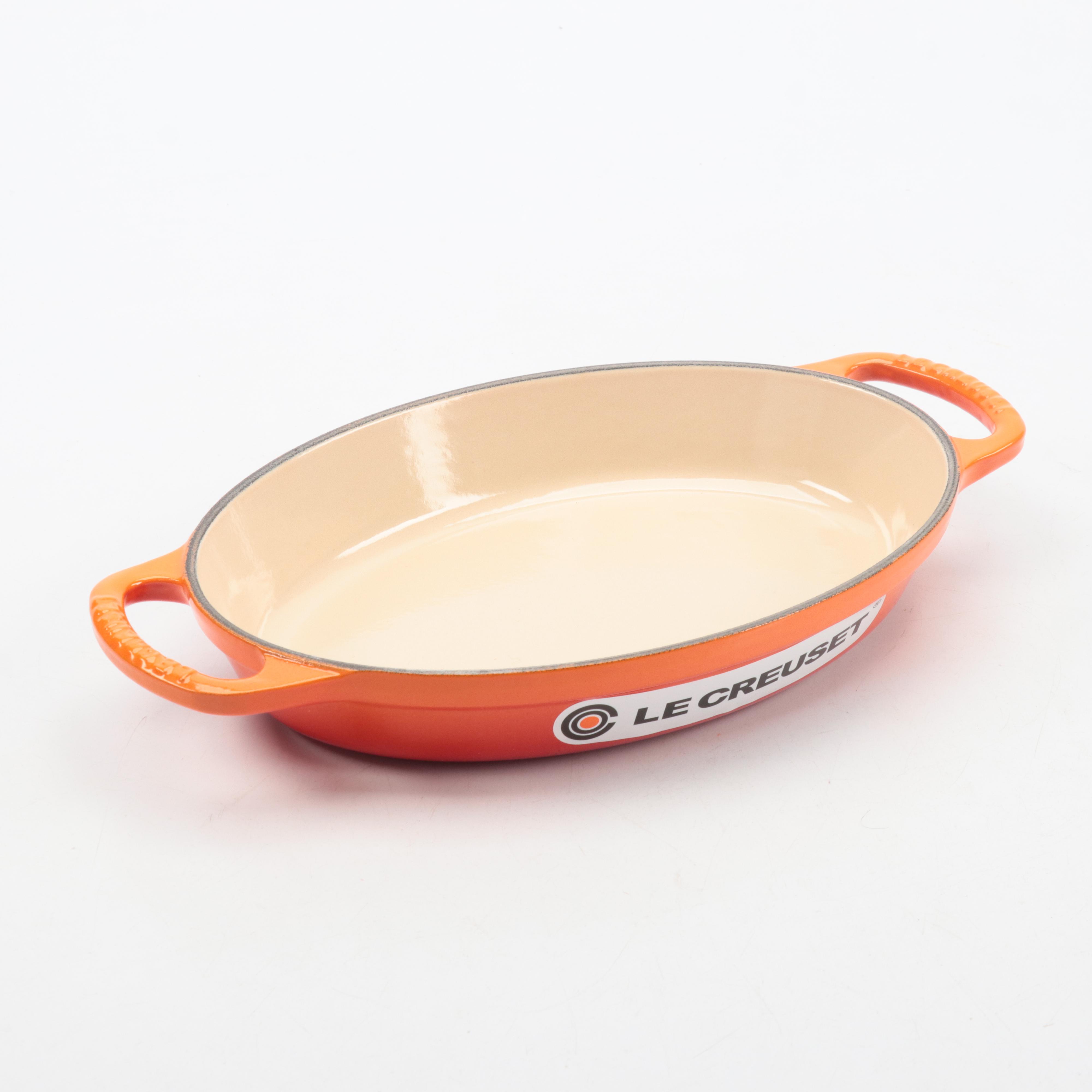 Le Creuset Flame Enameled Cast Iron Signature Oval Baker and 9" Round Skillet