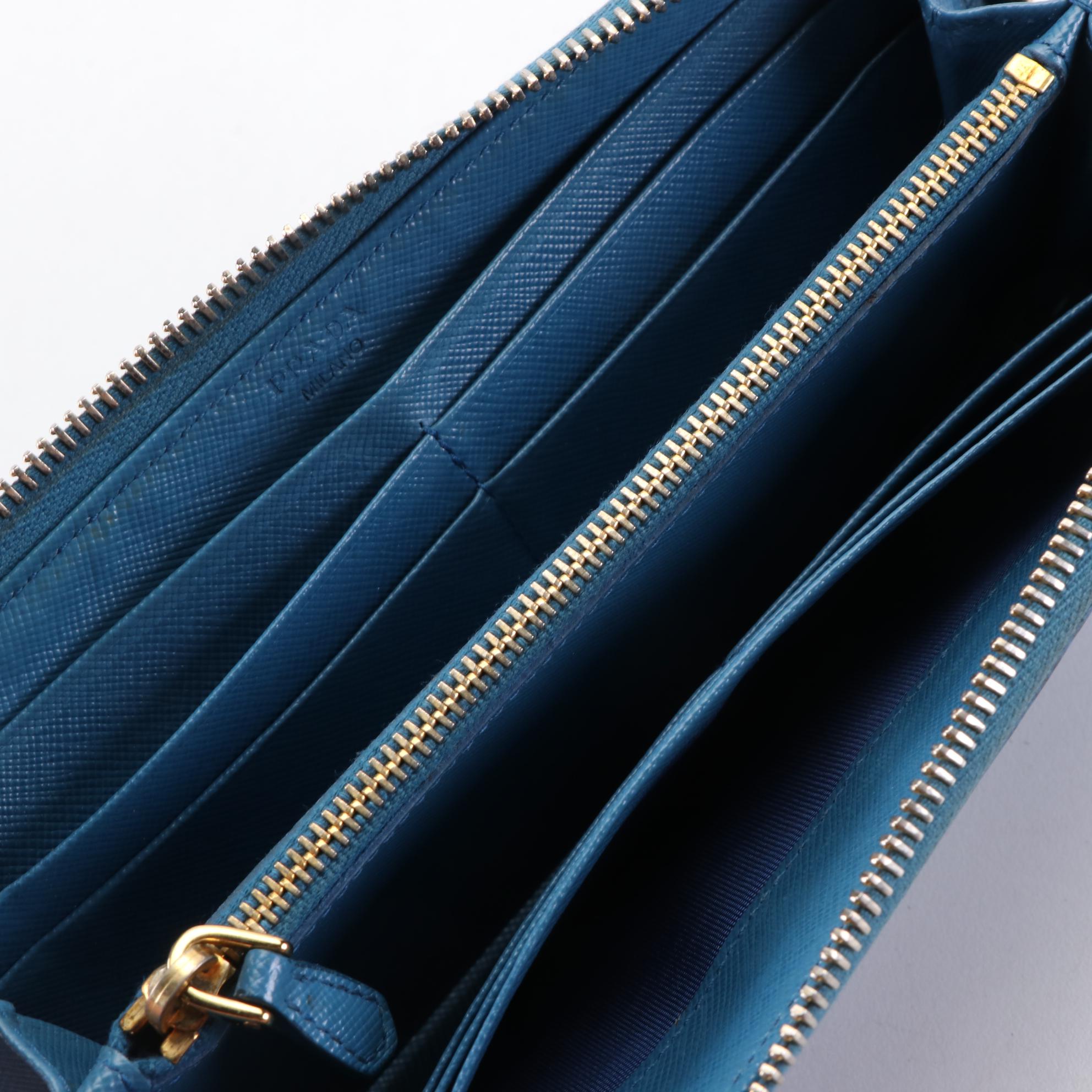 Prada Zipper Wallet in Saffiano Leather