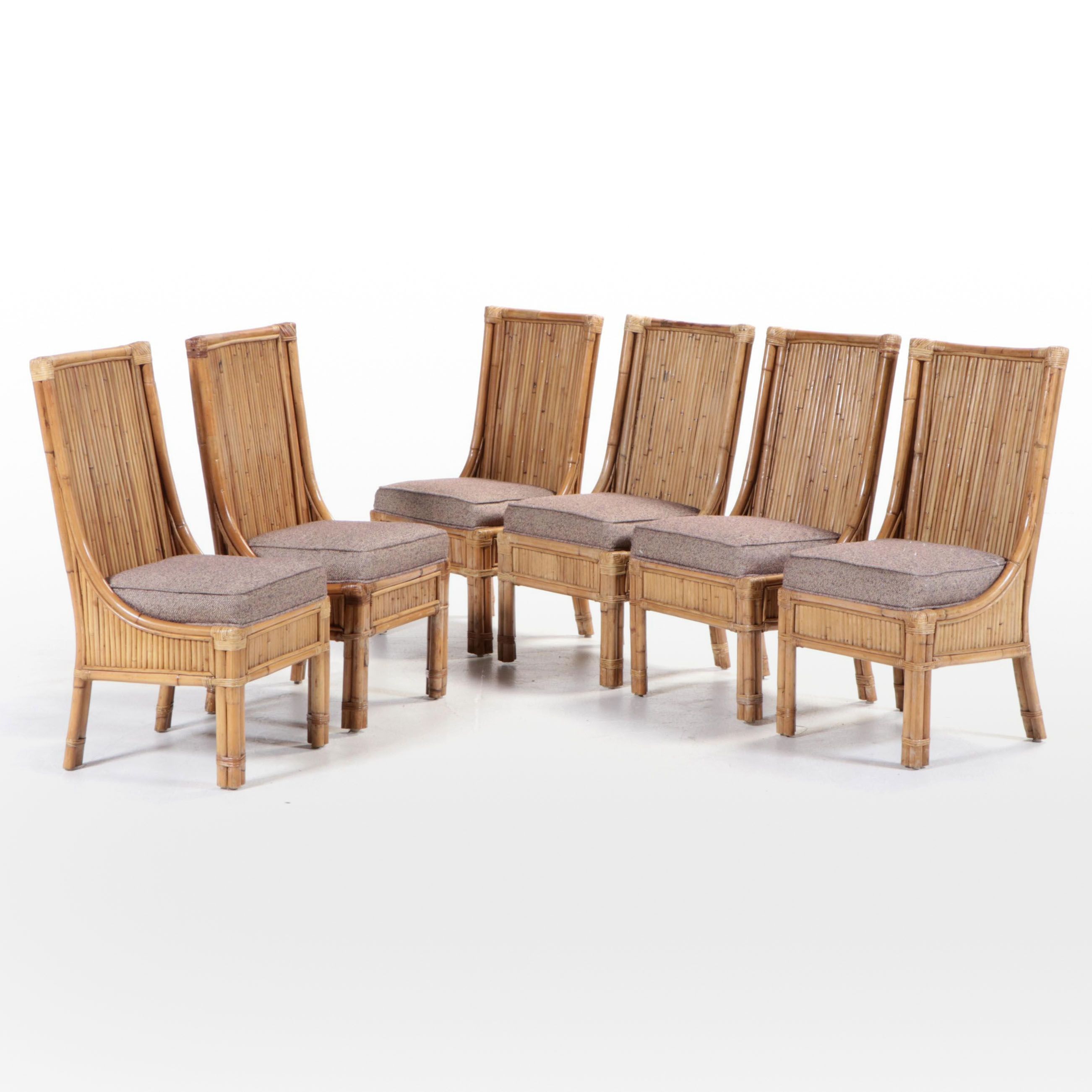 Six Rattan Dining Side Chairs