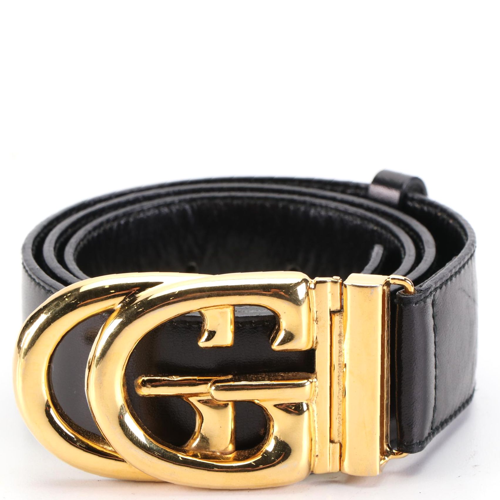 Gucci Double G Buckle Belt in Leather with Original Box, 1970s