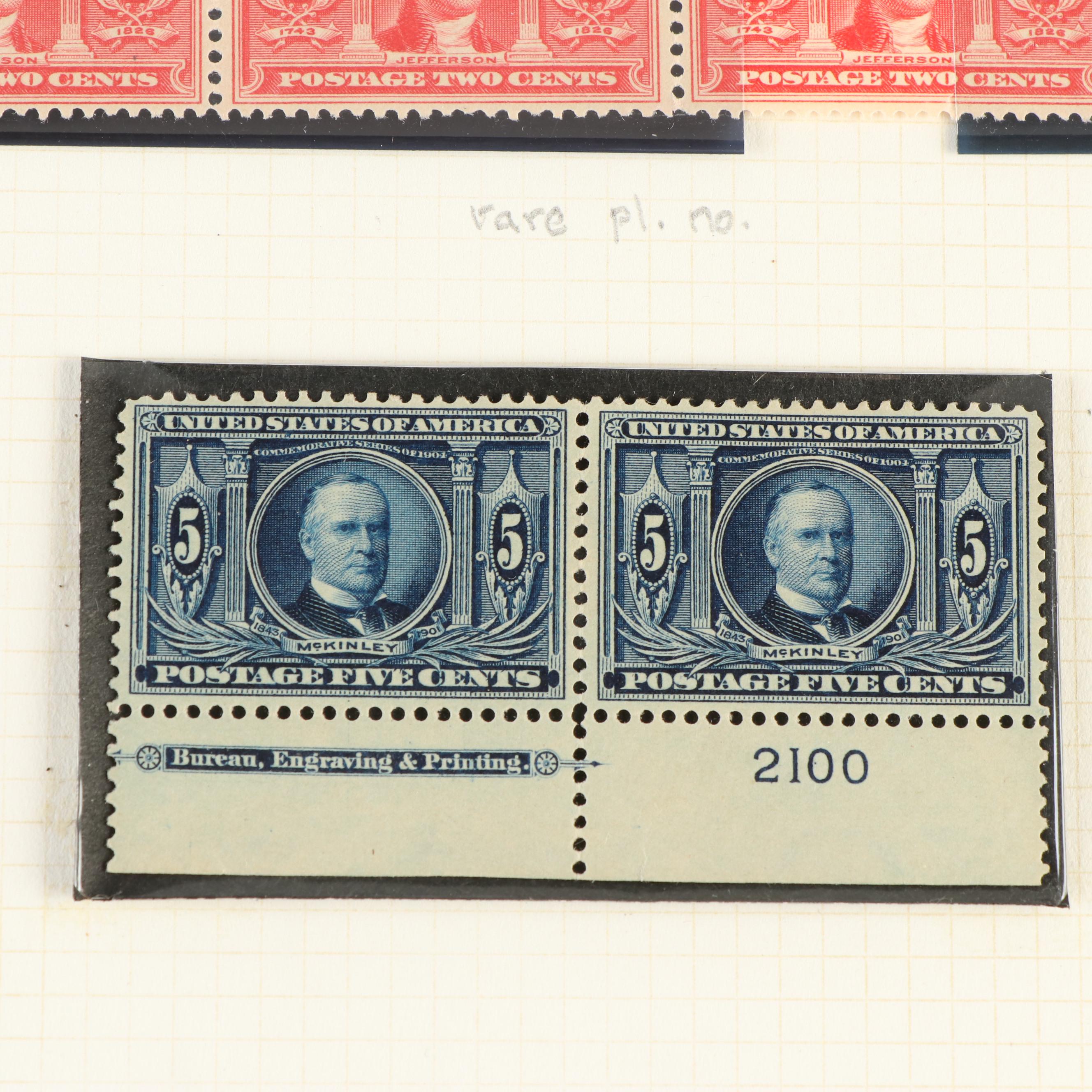 Large Album of U.S. Postage Stamp Plate Blocks, 1900s to 1970s
