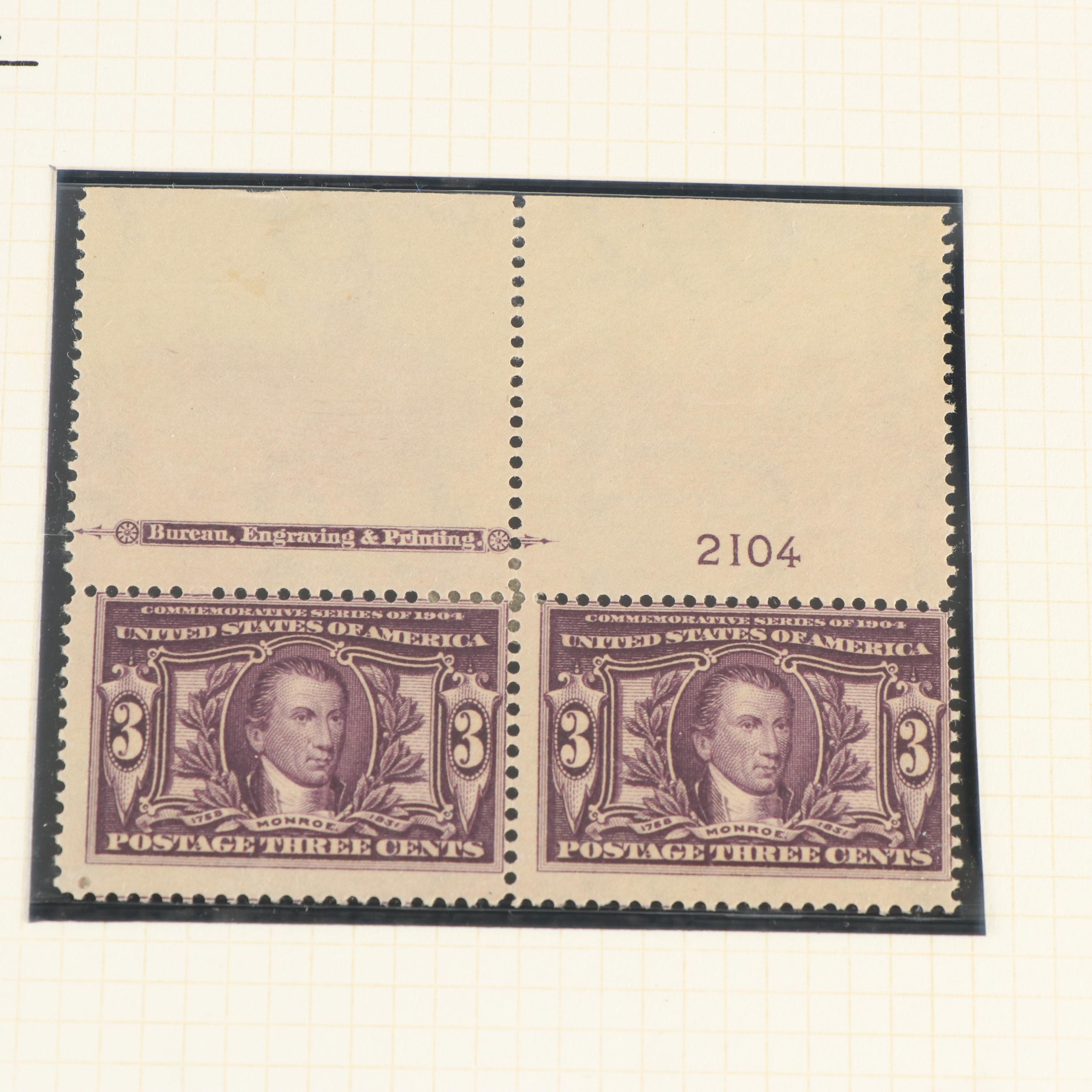 Large Album of U.S. Postage Stamp Plate Blocks, 1900s to 1970s