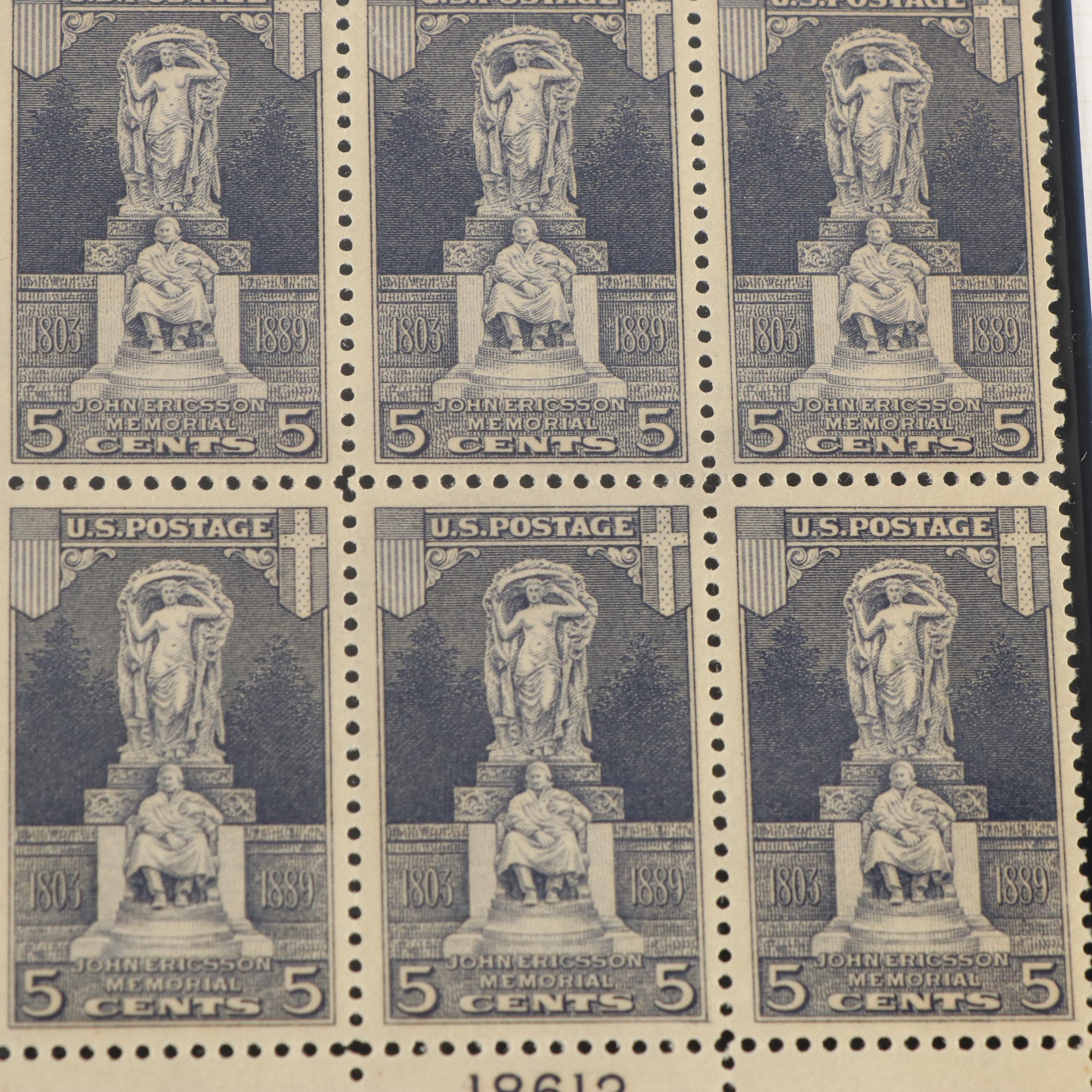 Large Album of U.S. Postage Stamp Plate Blocks, 1900s to 1970s