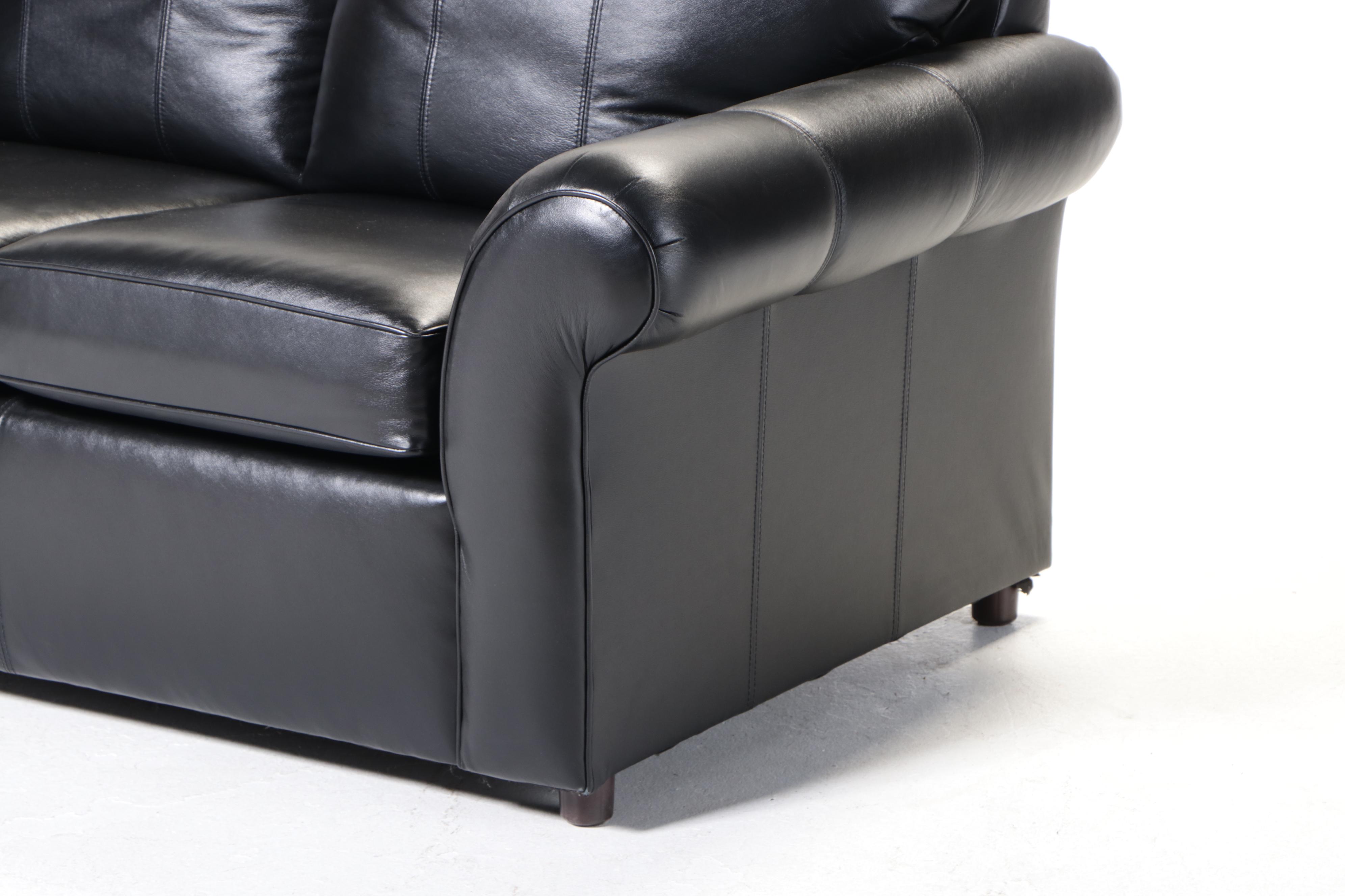 England, Inc. Leather-Upholstered Loveseat Sofa