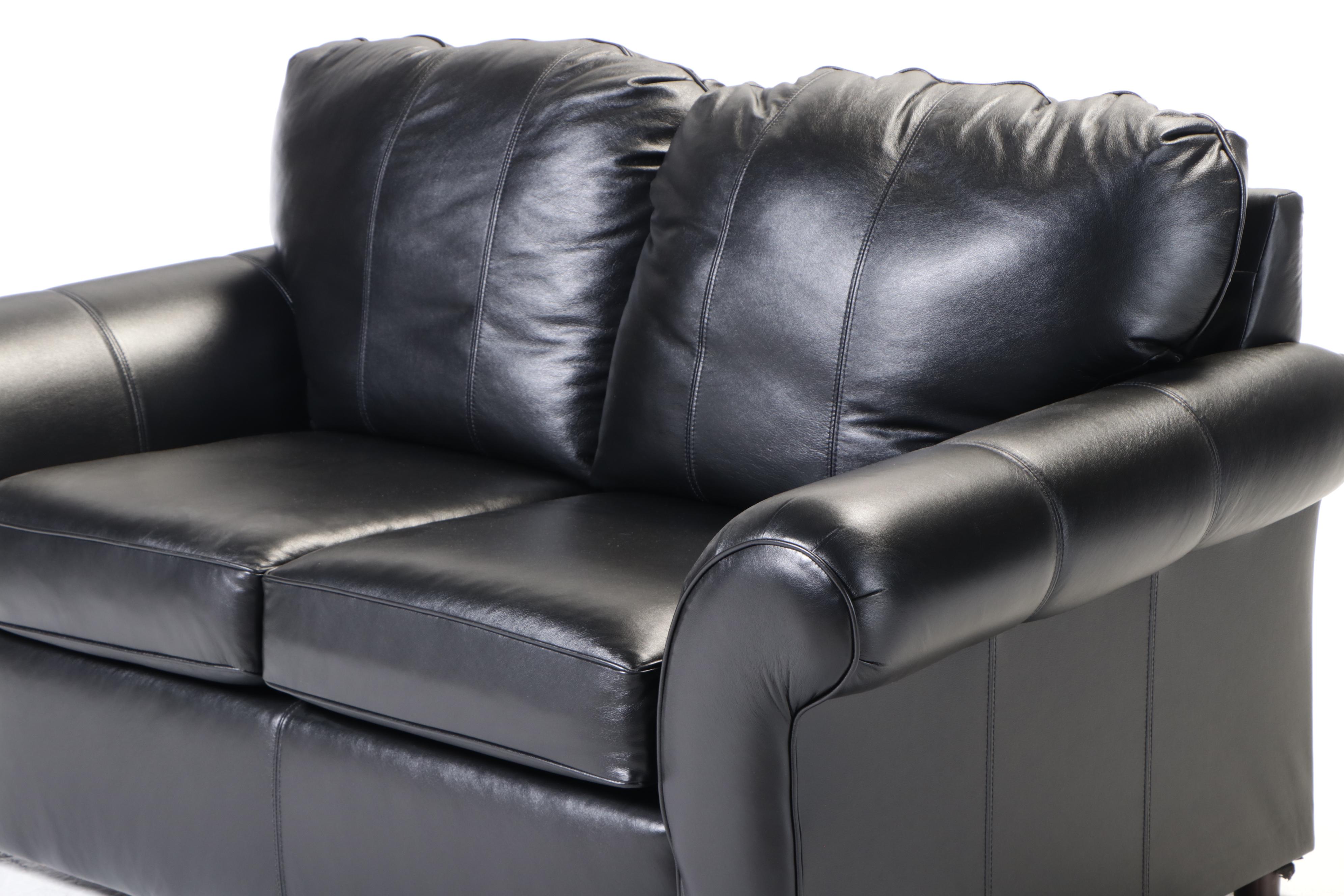 England, Inc. Leather-Upholstered Loveseat Sofa