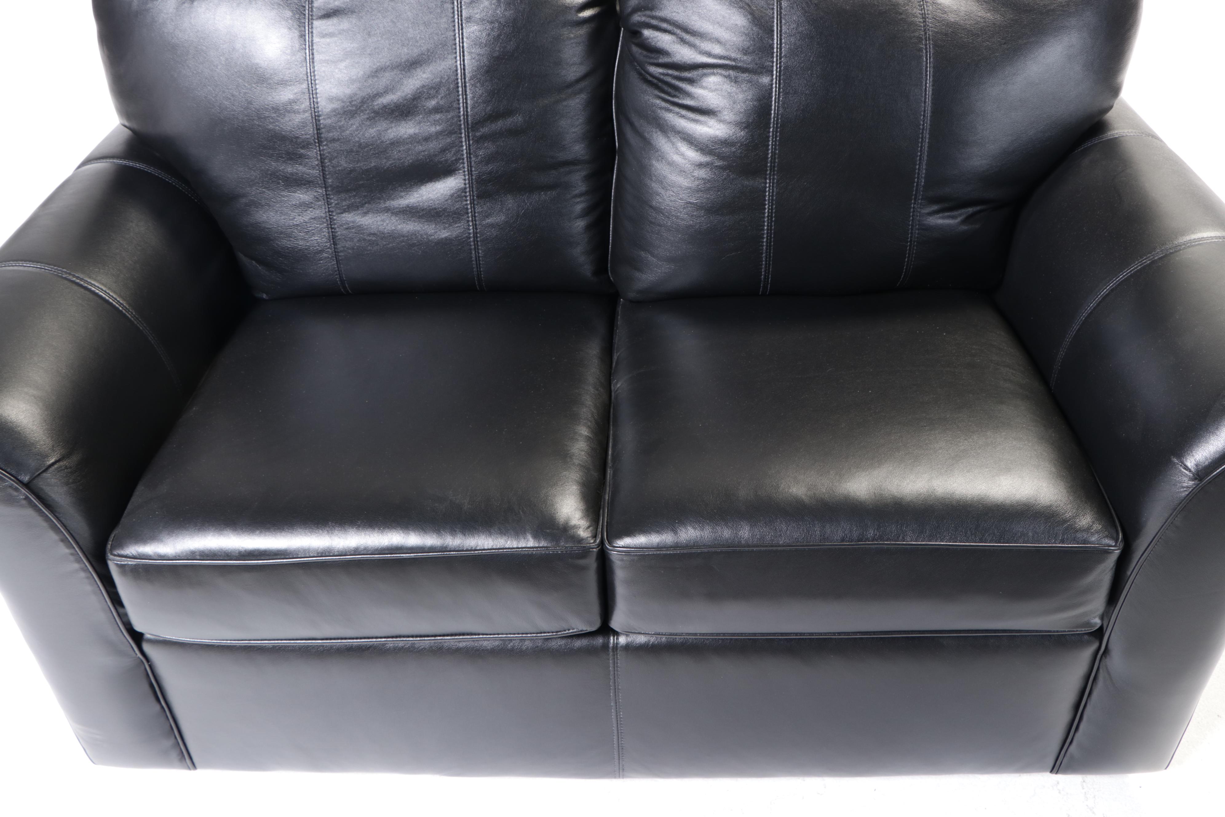 England, Inc. Leather-Upholstered Loveseat Sofa