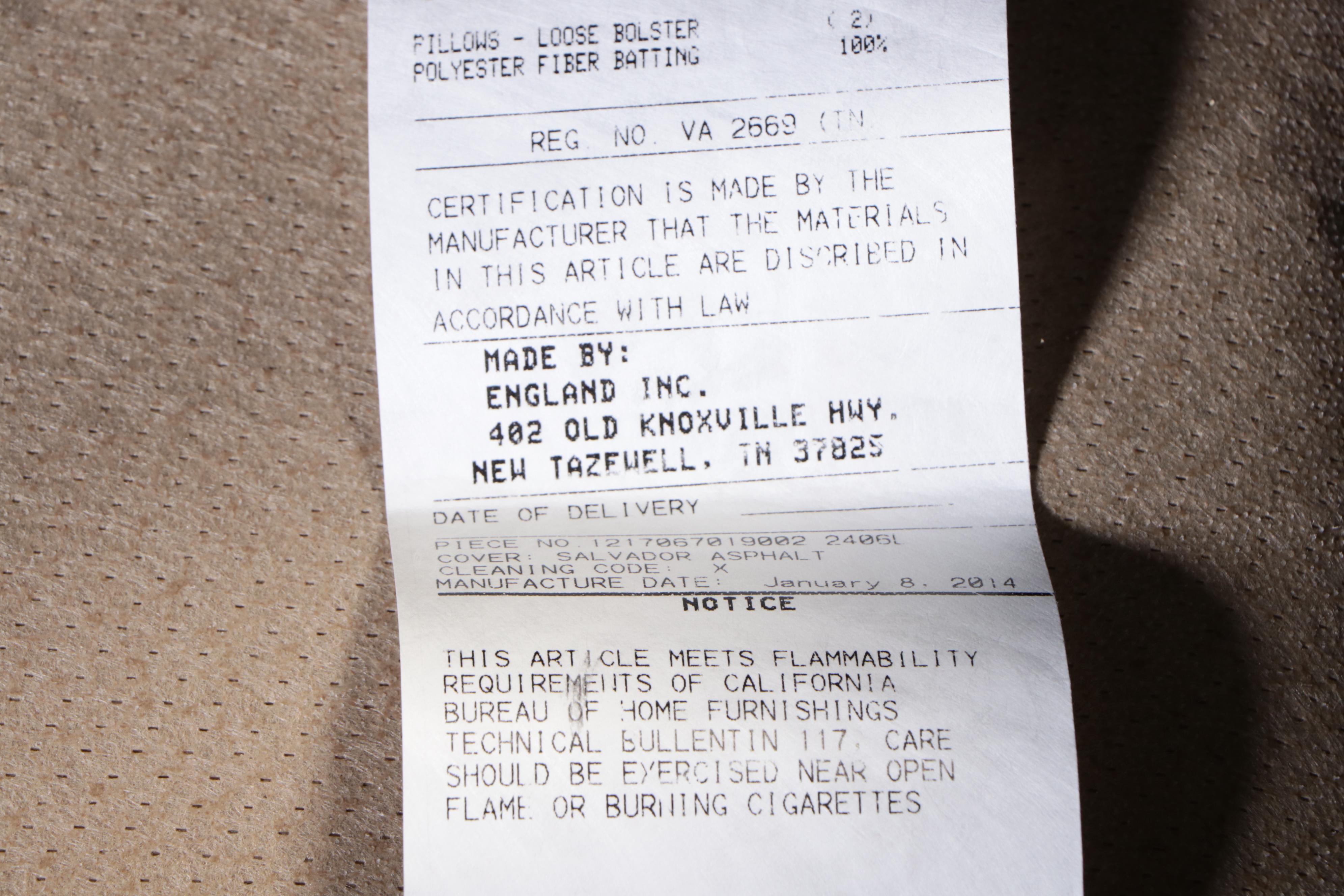 England, Inc. Leather-Upholstered Loveseat Sofa