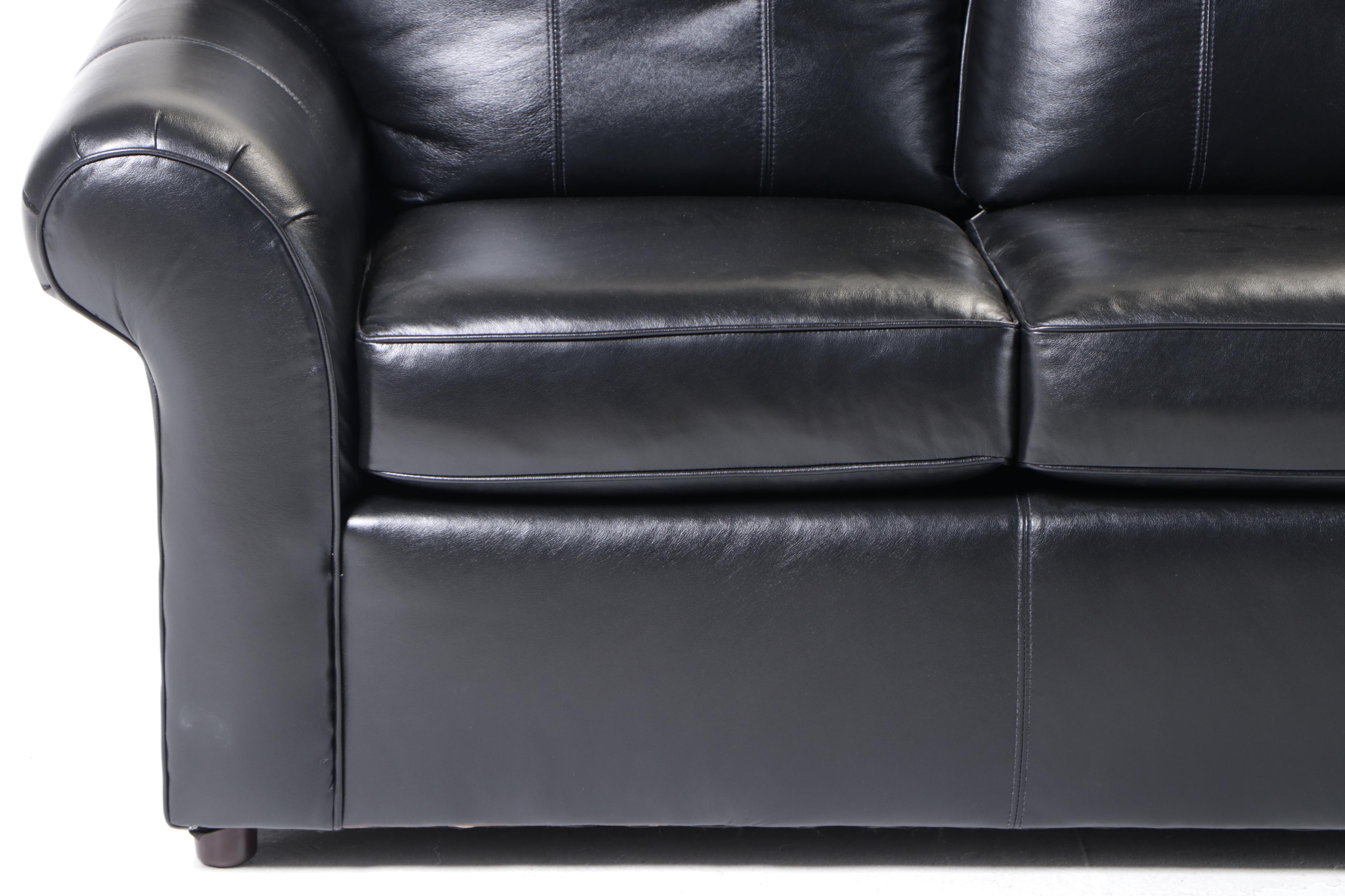 England, Inc. Leather-Upholstered Loveseat Sofa
