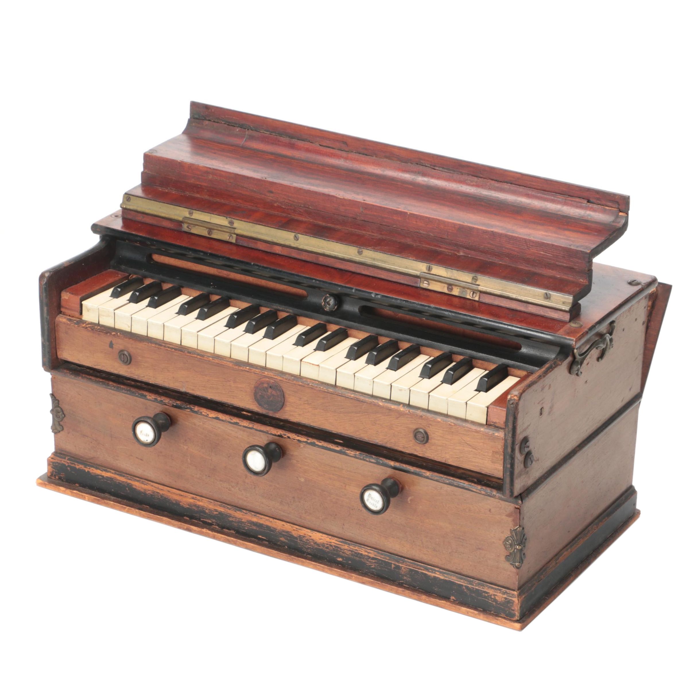 Wood Cased Harmonium Reed Organ, Late 19th/ Early 20th Century