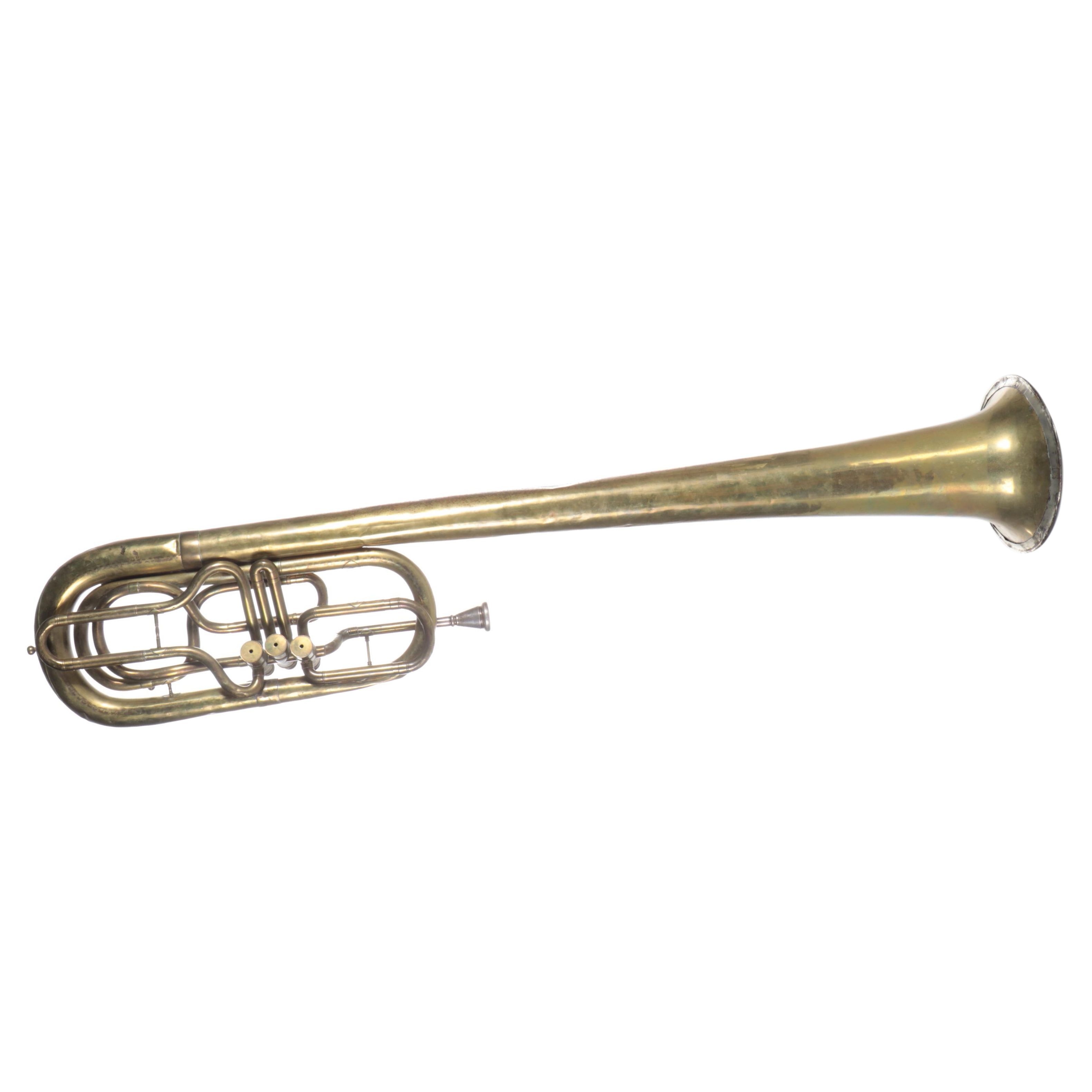 Over The Shoulder Brass Saxhorn, Possibly Isaac Fiske, 19th Century