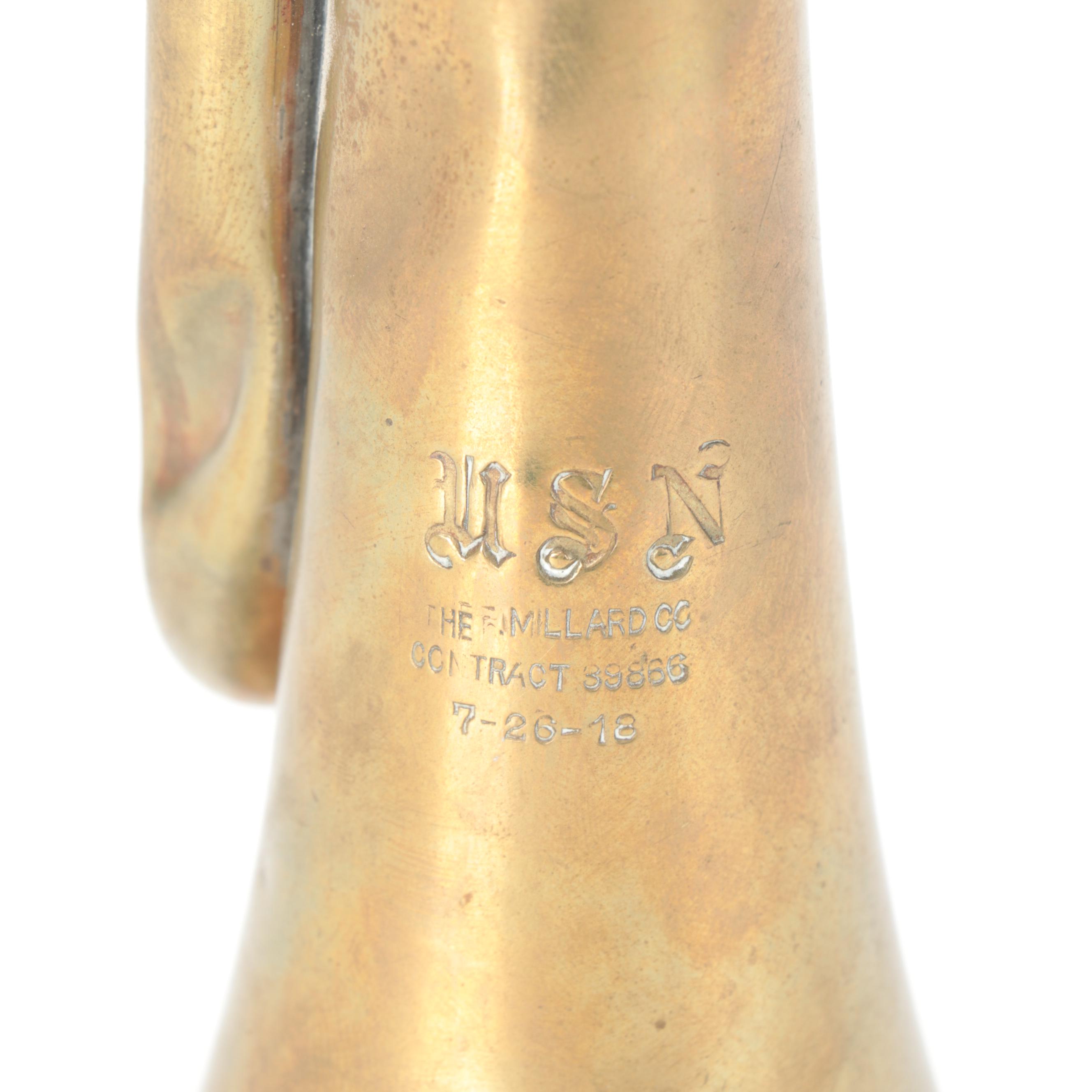 WWI U.S. Navy Bugle with Weymann Keystone State G/D Tenor Bugle