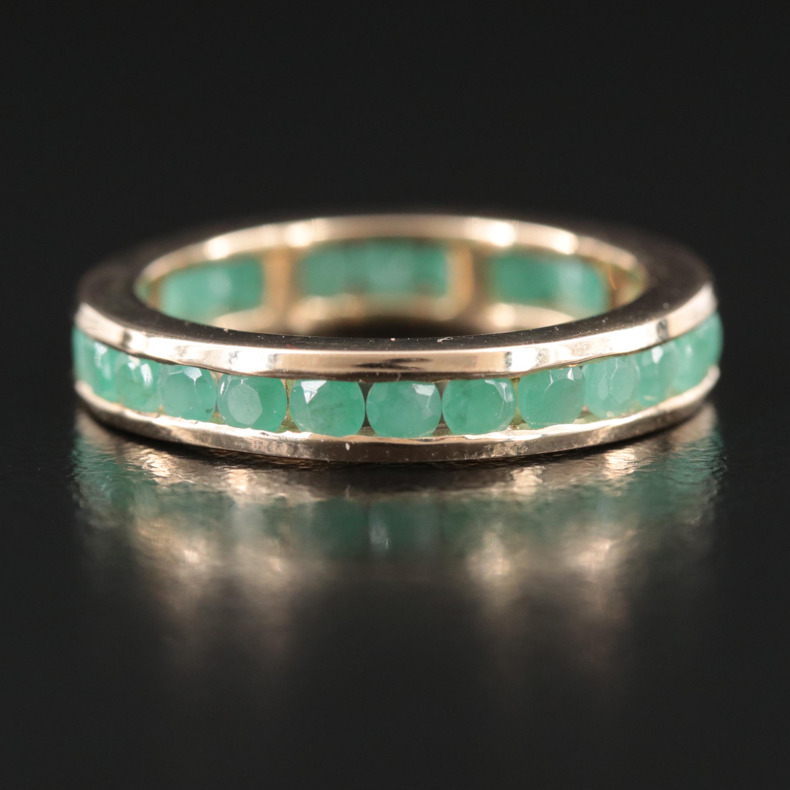 14K Emerald Eternity Band