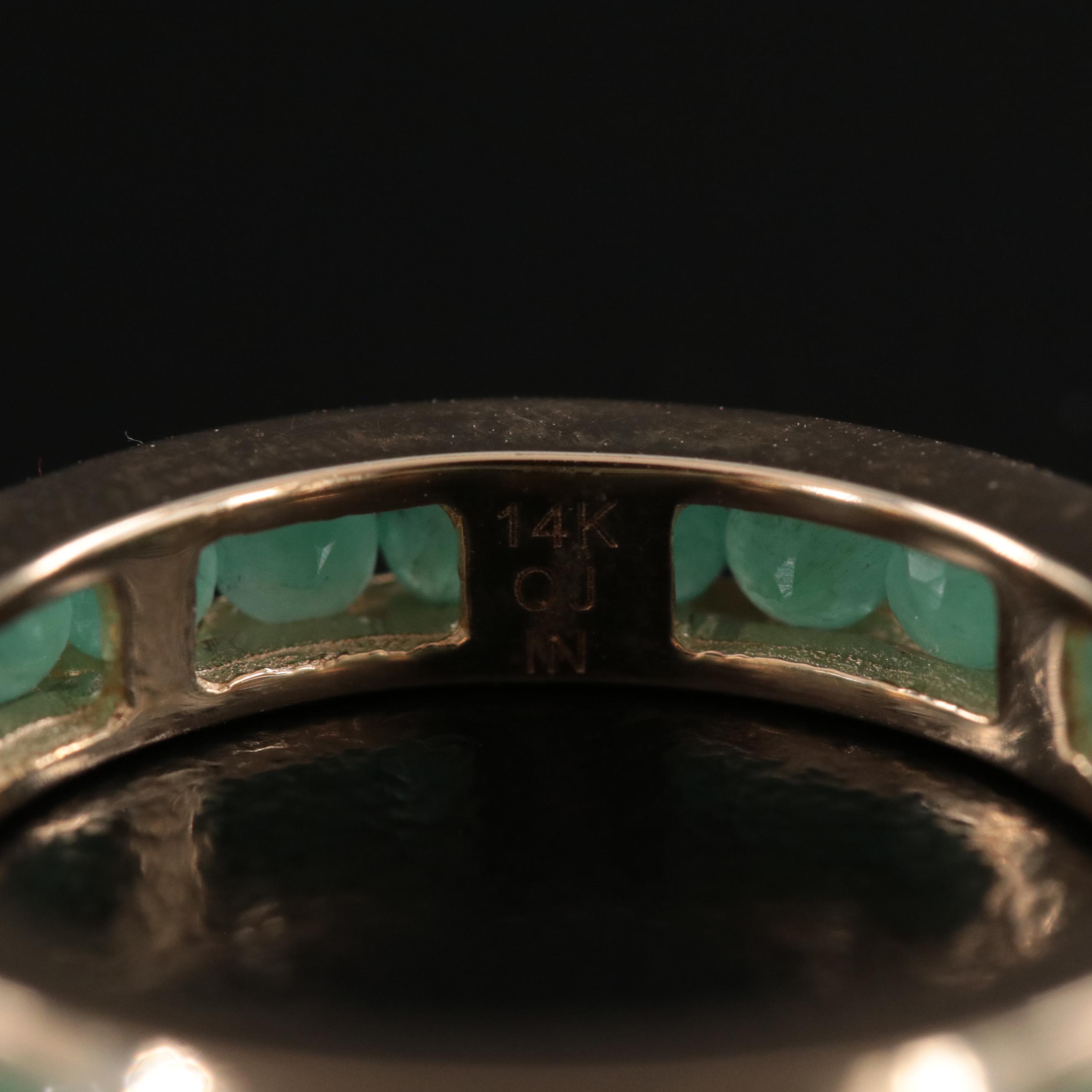 14K Emerald Eternity Band