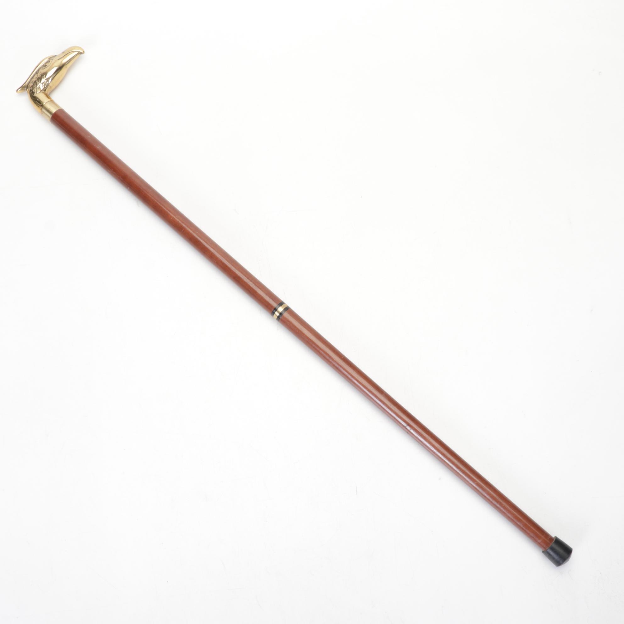 Brass Eagle Head Cane with Hidden Blade