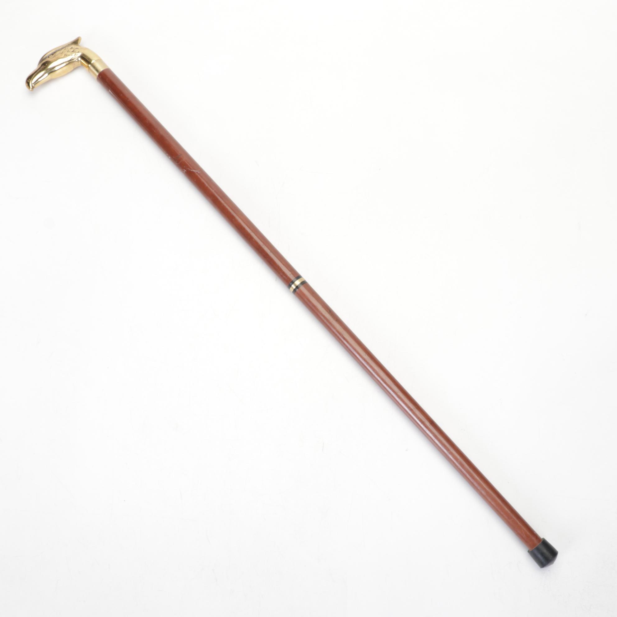 Brass Eagle Head Cane with Hidden Blade