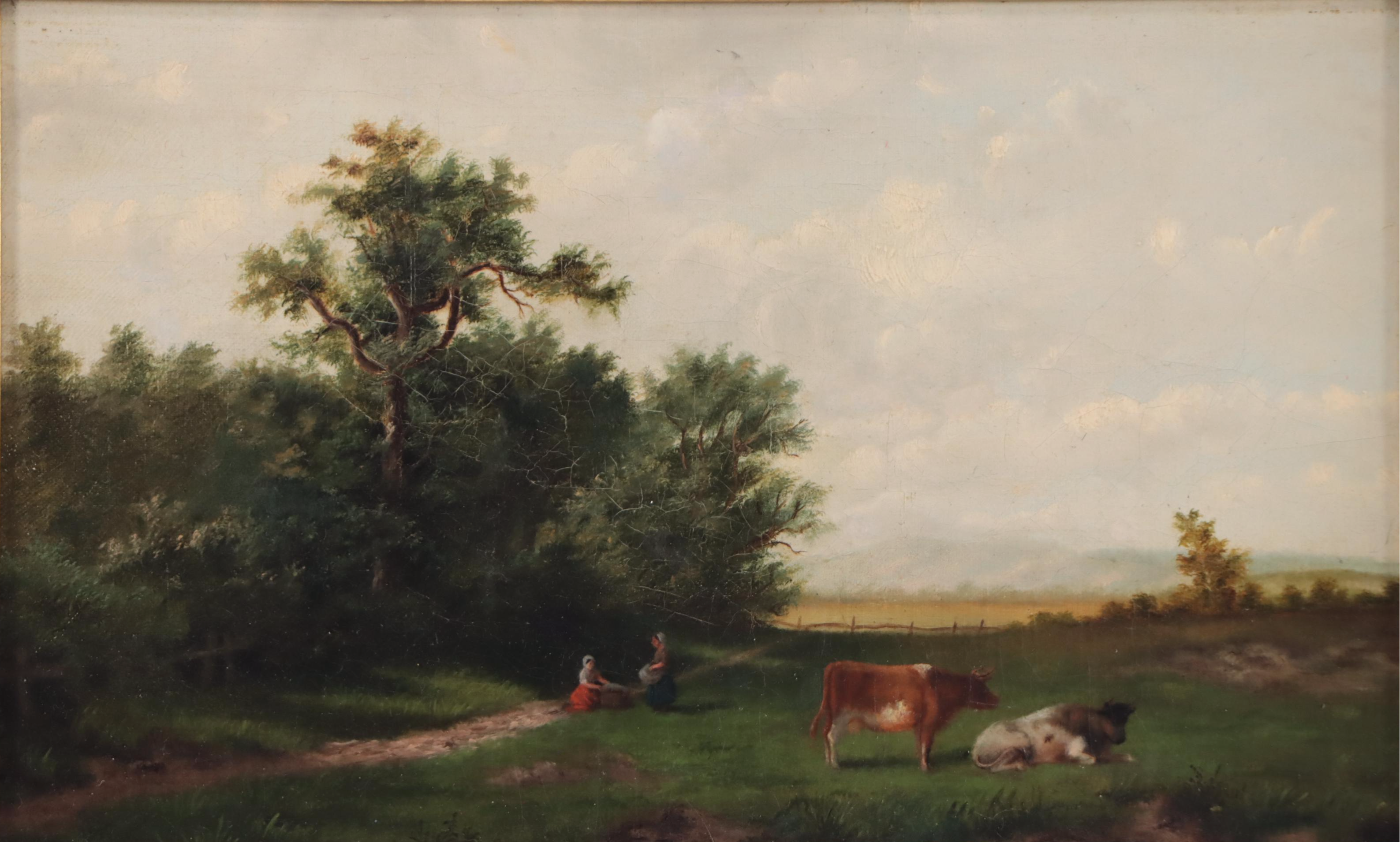 Pastoral Landscape Oil Painting, Circa 1895