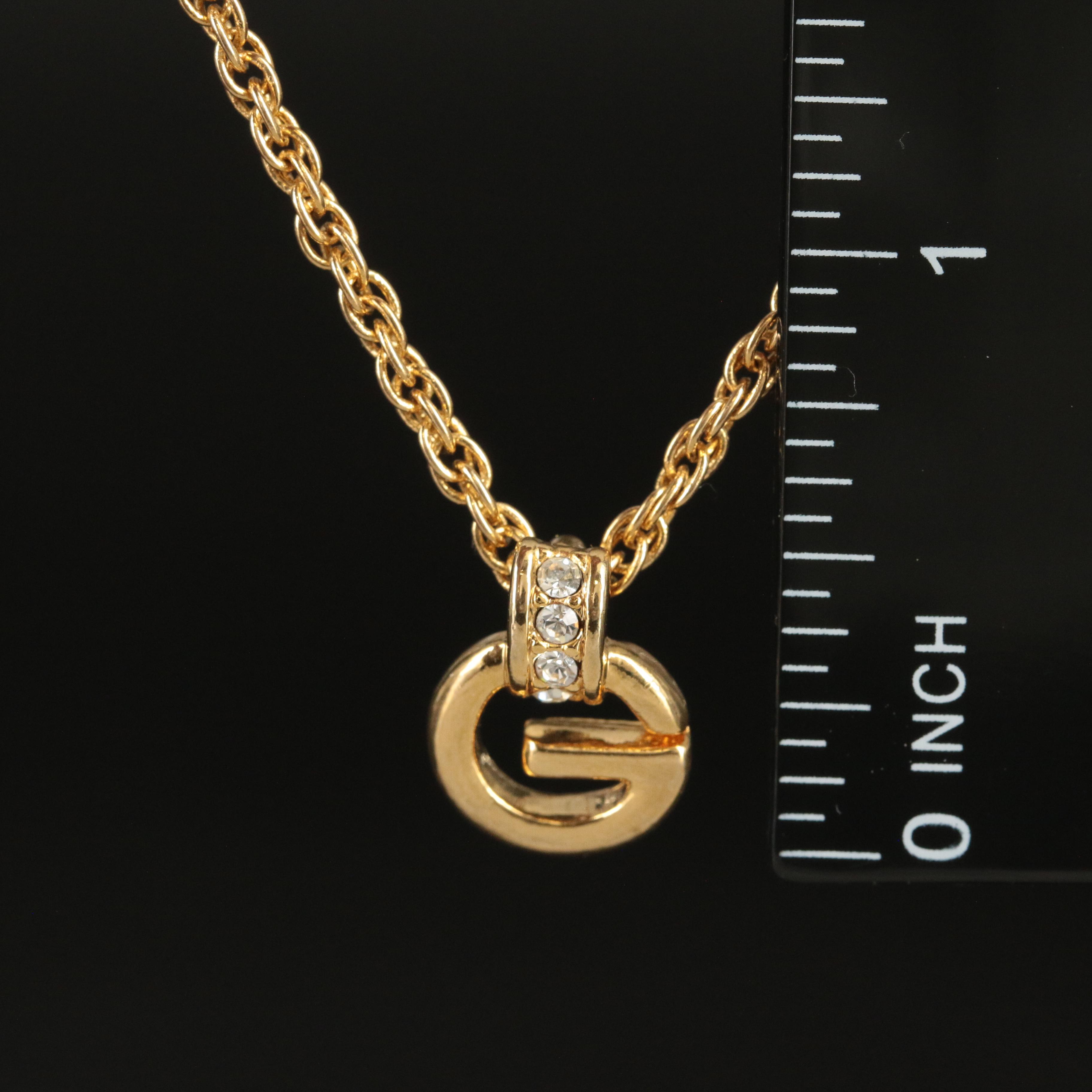 Givenchy "G" Logo Rhinestone Pendant Necklace