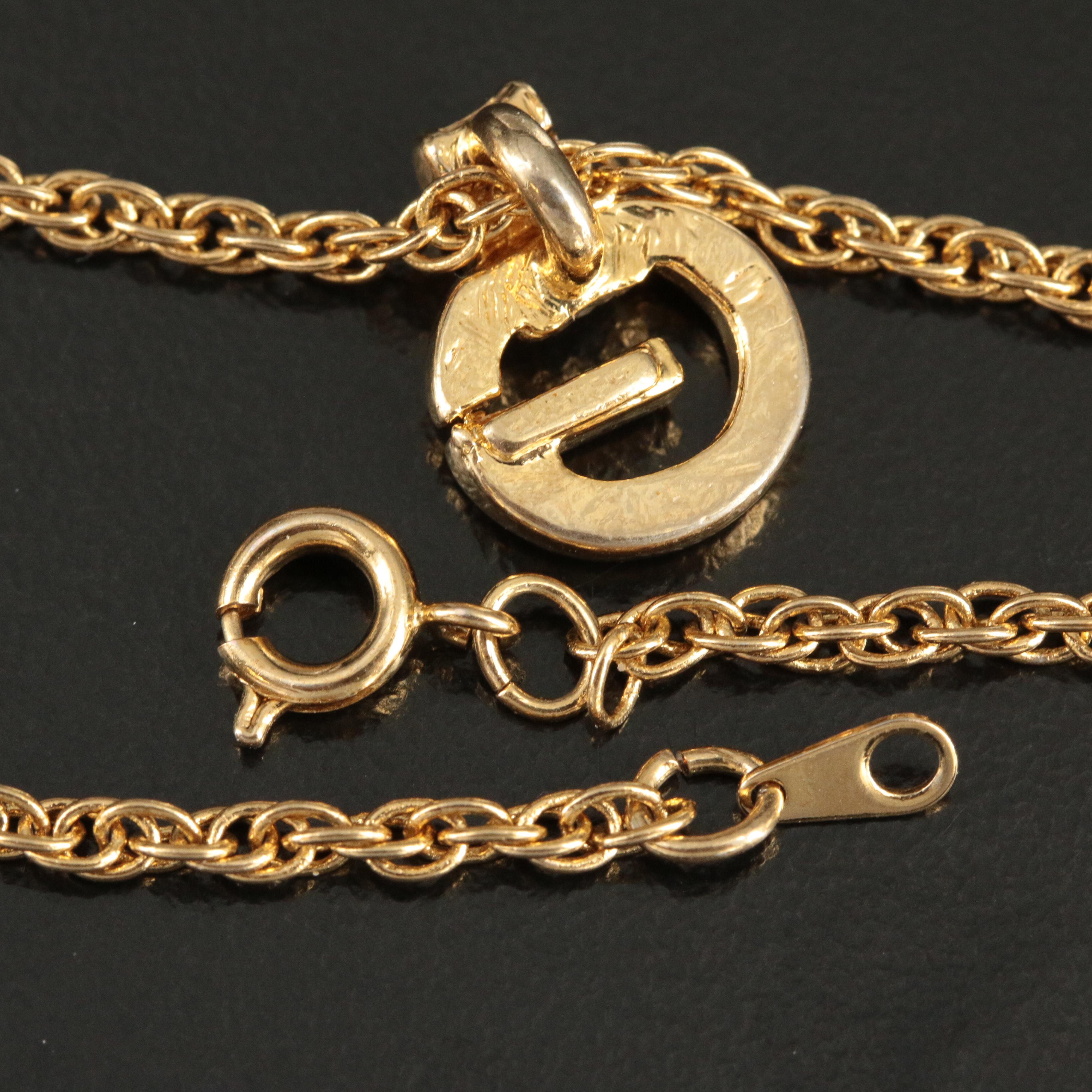 Givenchy "G" Logo Rhinestone Pendant Necklace