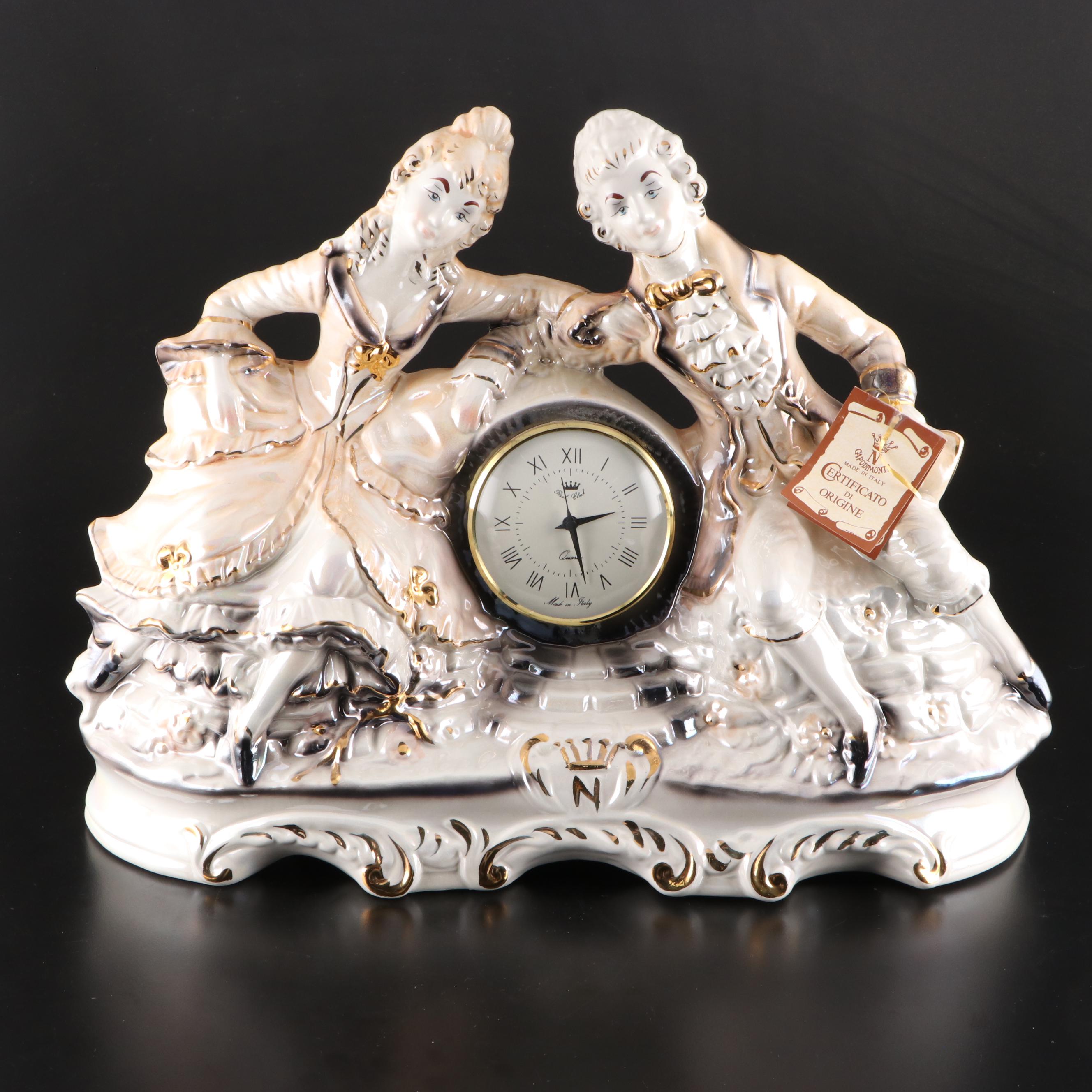 Capodimonte Figurial Mantel Clock