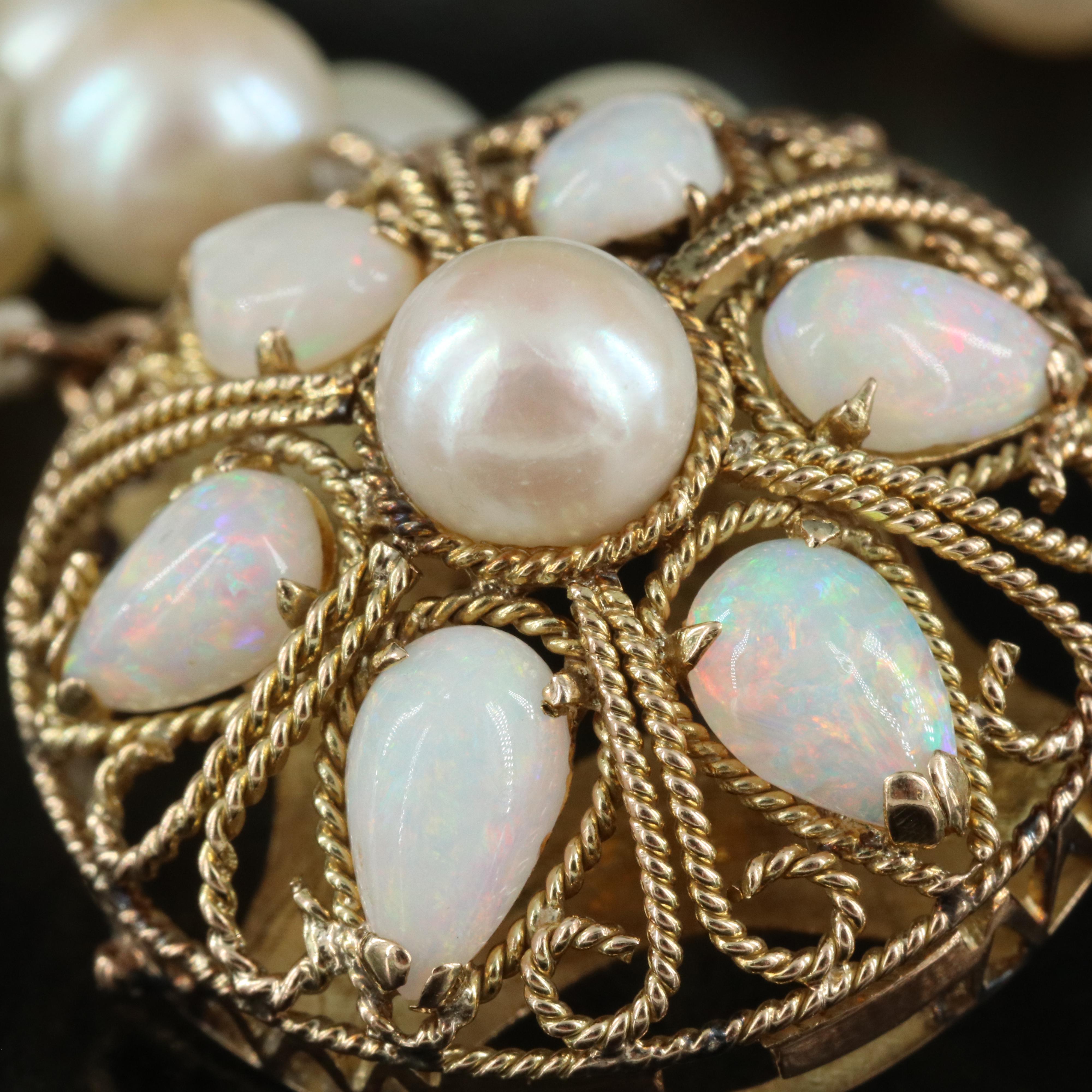 Triple Strand Pearl Bracelet with 14K Opal Clasp