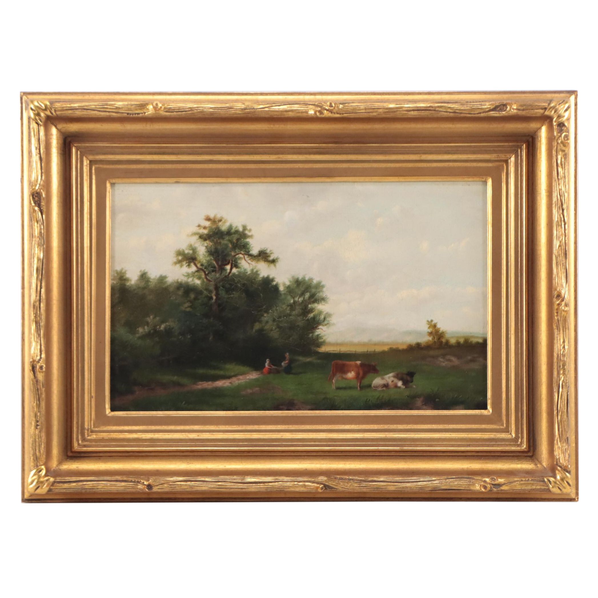 Pastoral Landscape Oil Painting, Circa 1895
