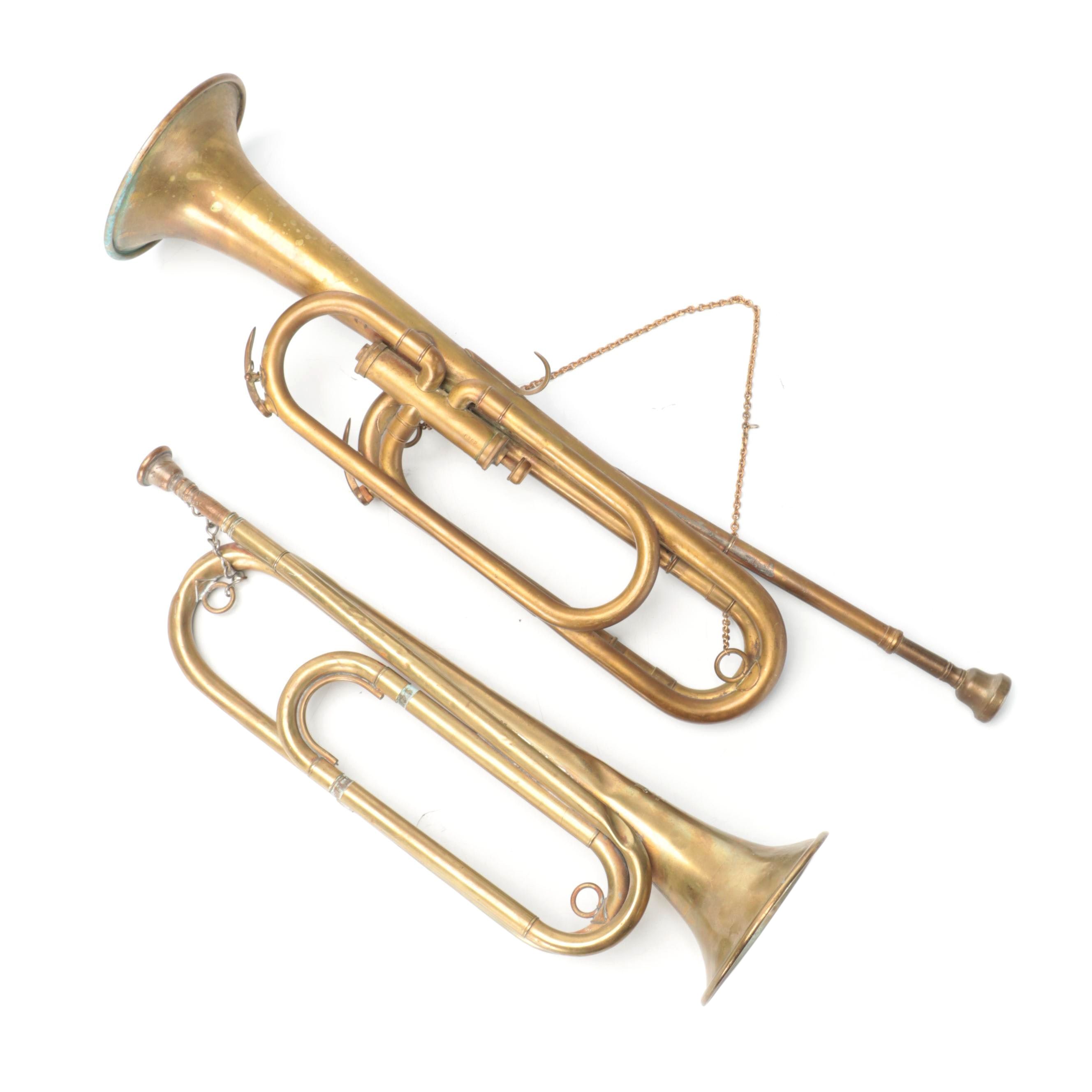 WWI U.S. Navy Bugle with Weymann Keystone State G/D Tenor Bugle