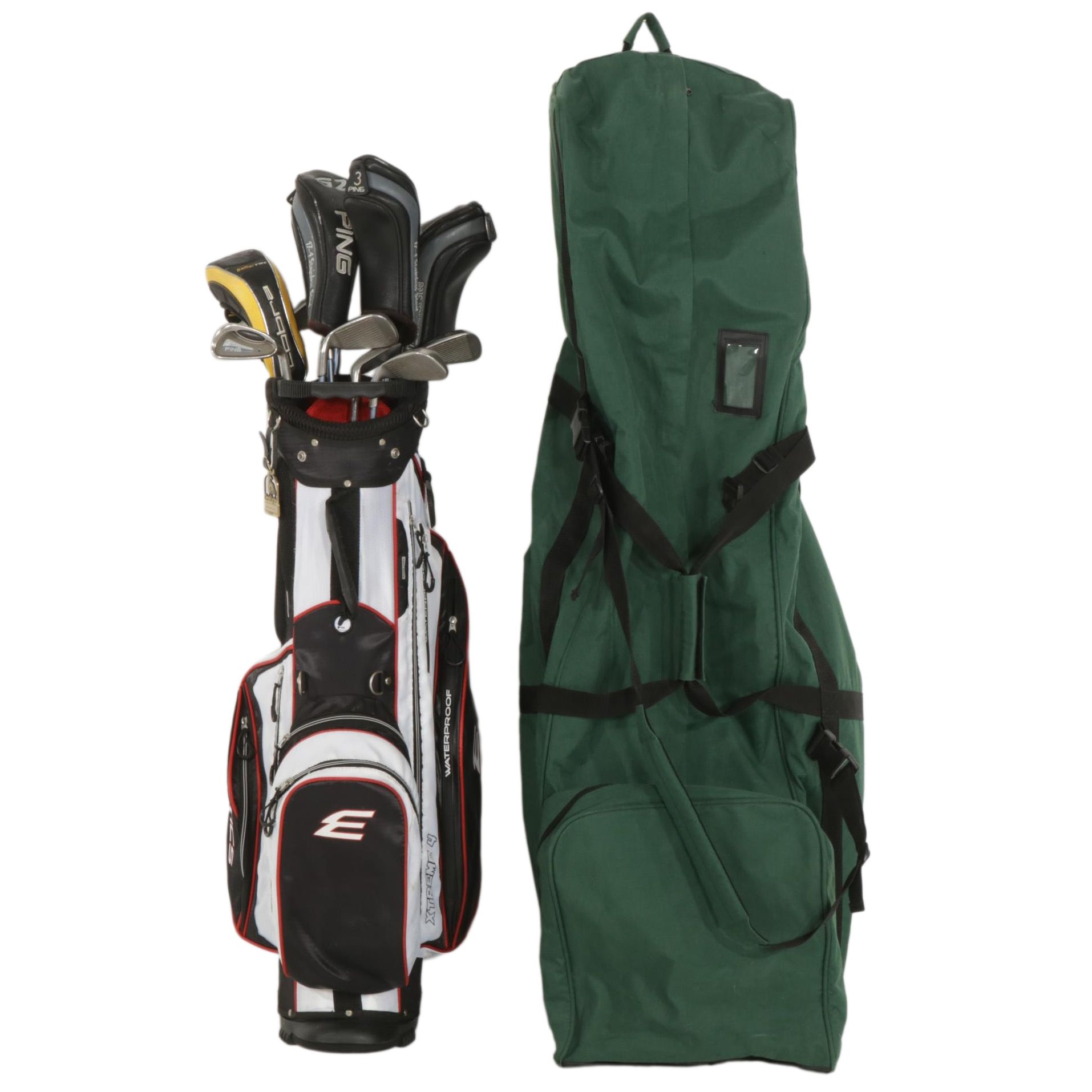 Ping Golf Club Set with Wilson Wedge, Exotics Bag and Travel Carrier Bag