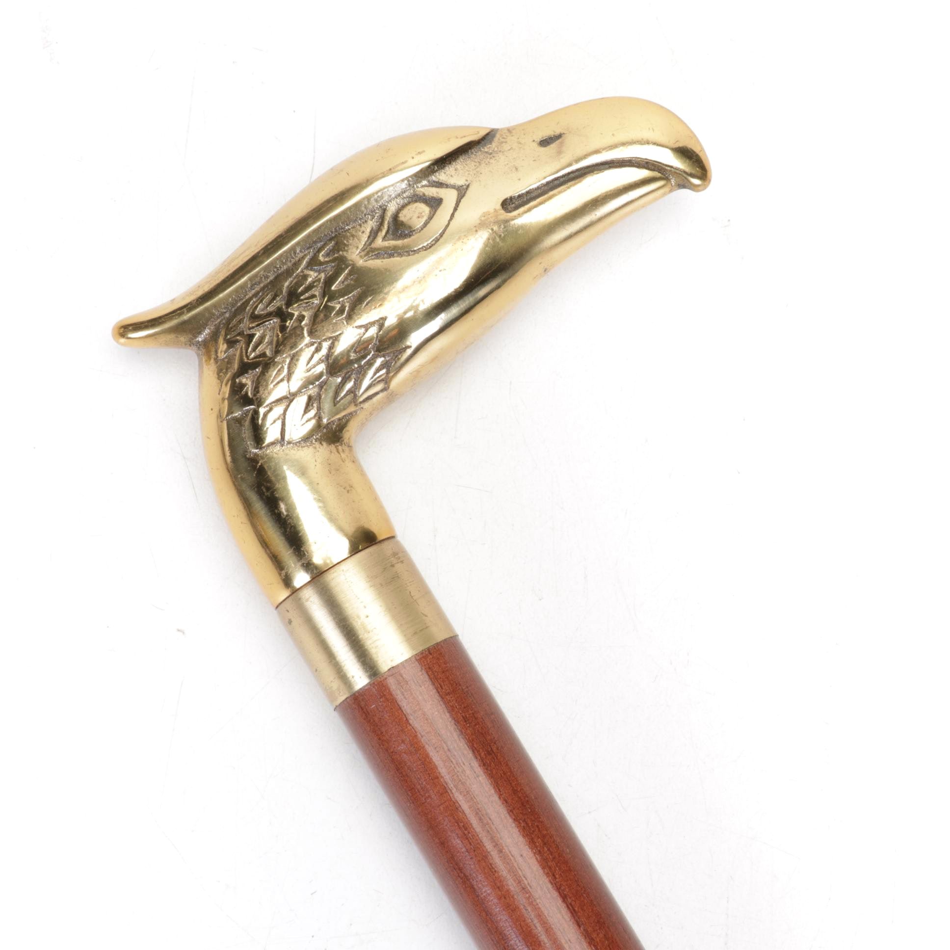 Brass Eagle Head Cane with Hidden Blade