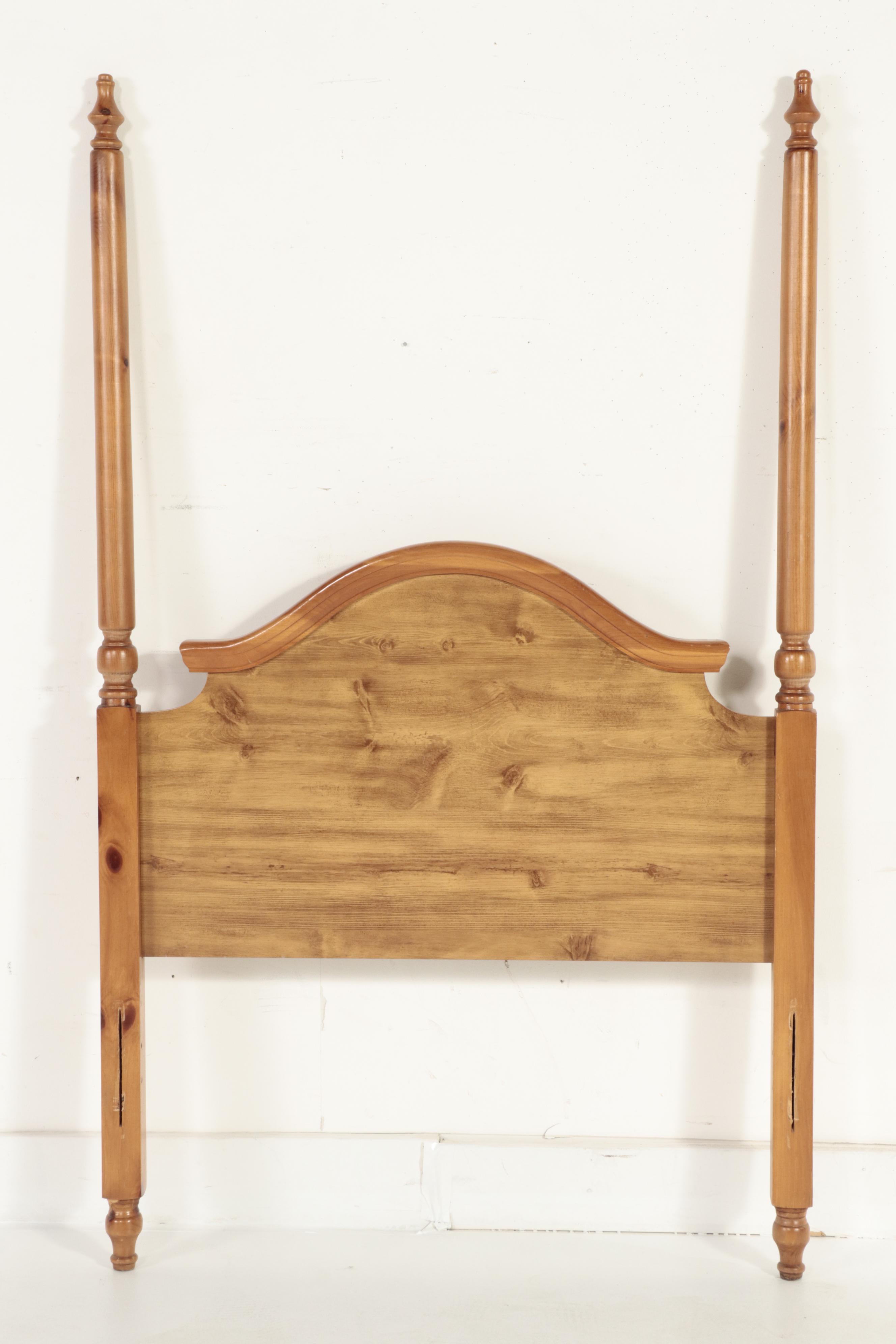 Colonial Style Pine Headboard and Twin Metal Frame