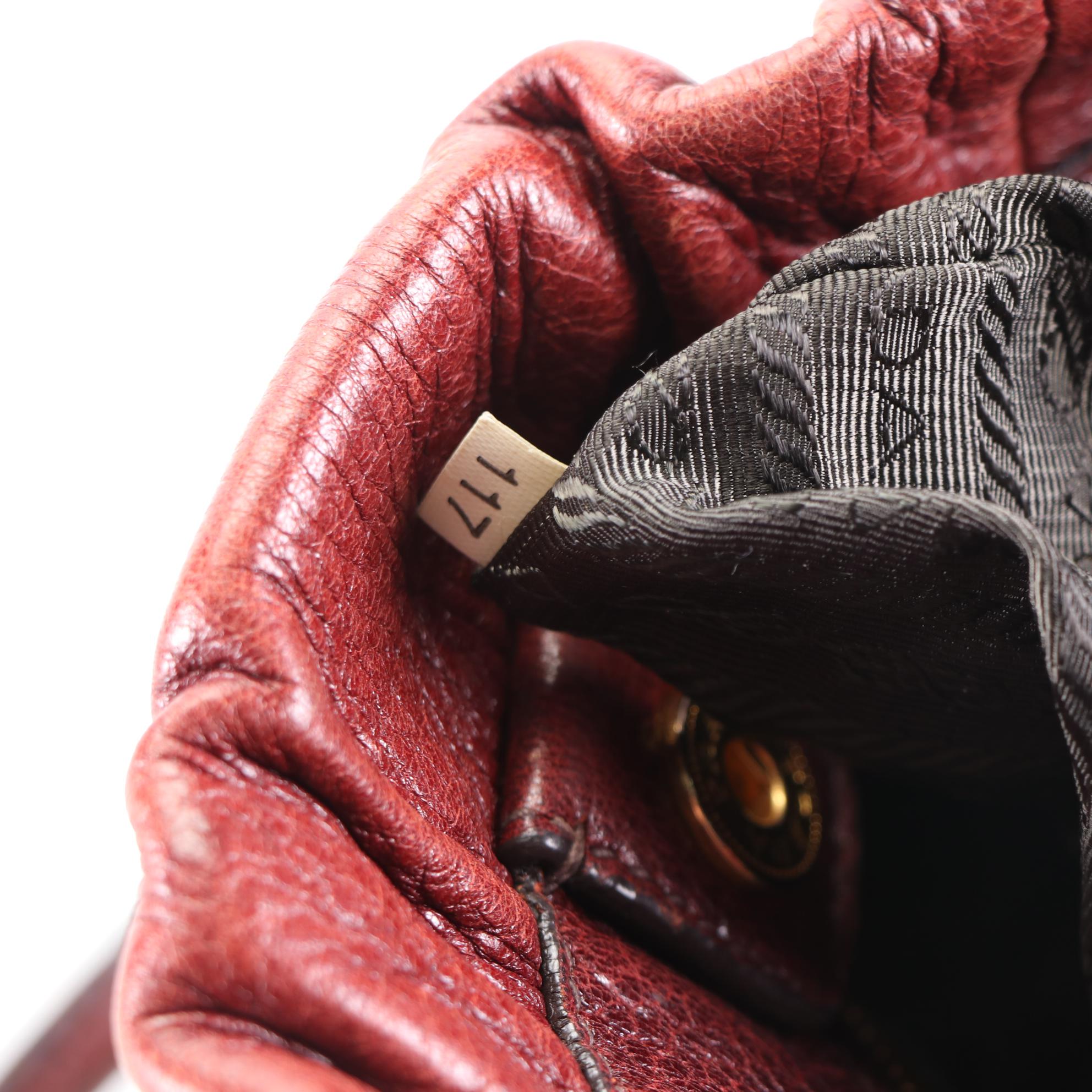 Prada Two-Way Tote Bag in Brown Deerskin Leather