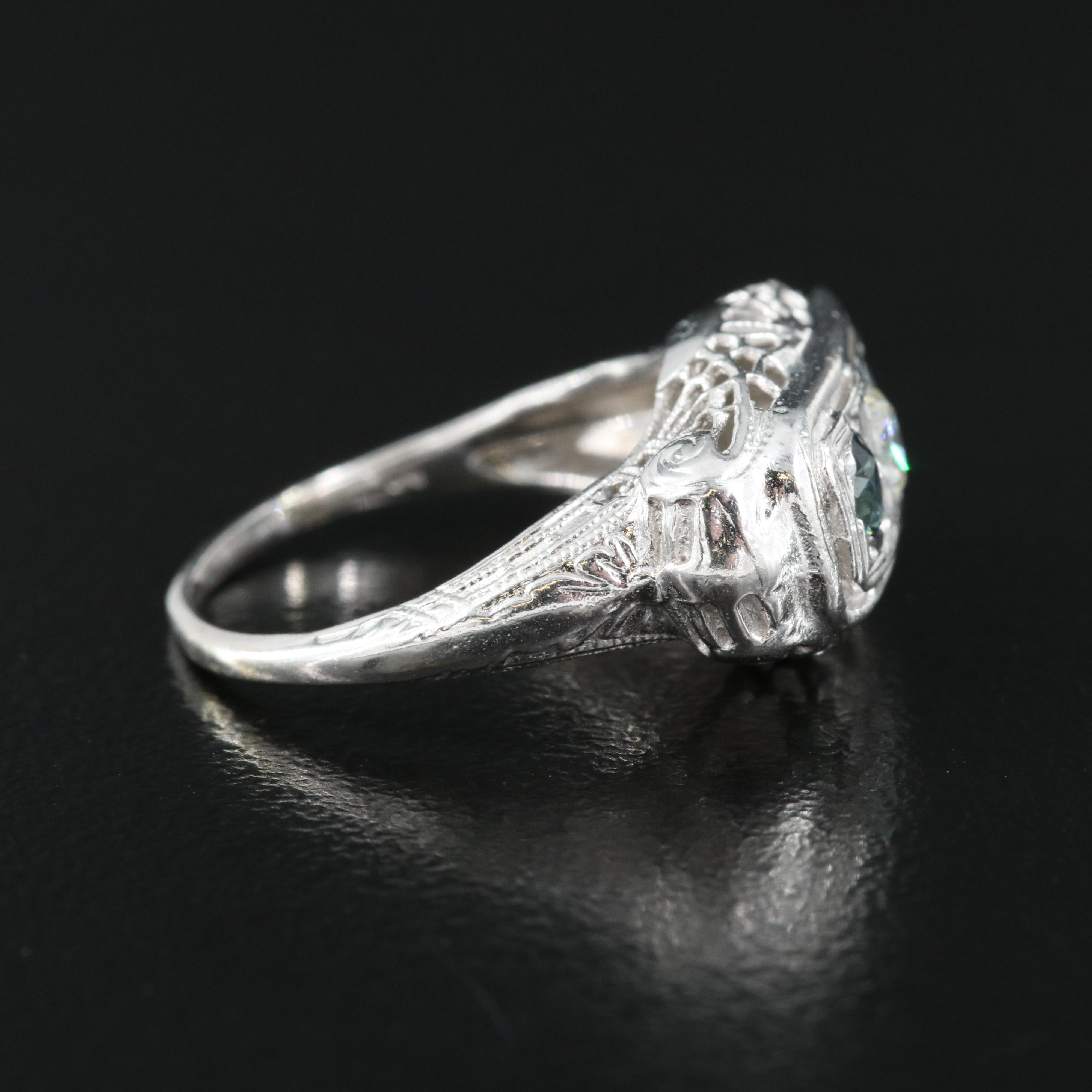 Vintage 14K Diamond and Sapphire East-West Ring